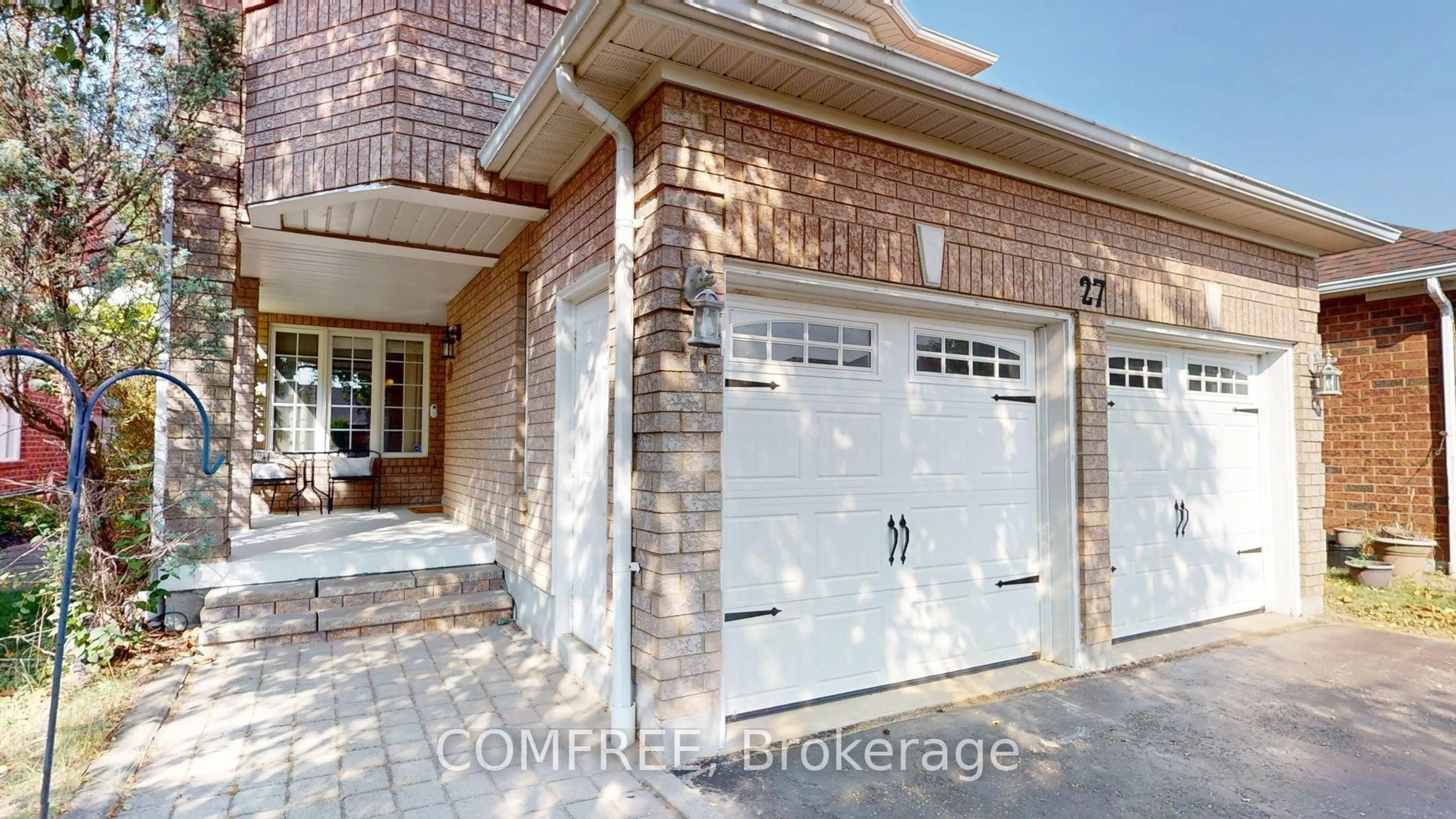 Home with brick exterior material, street for 27 Markwood Cres, Whitby Ontario L1R 2S3