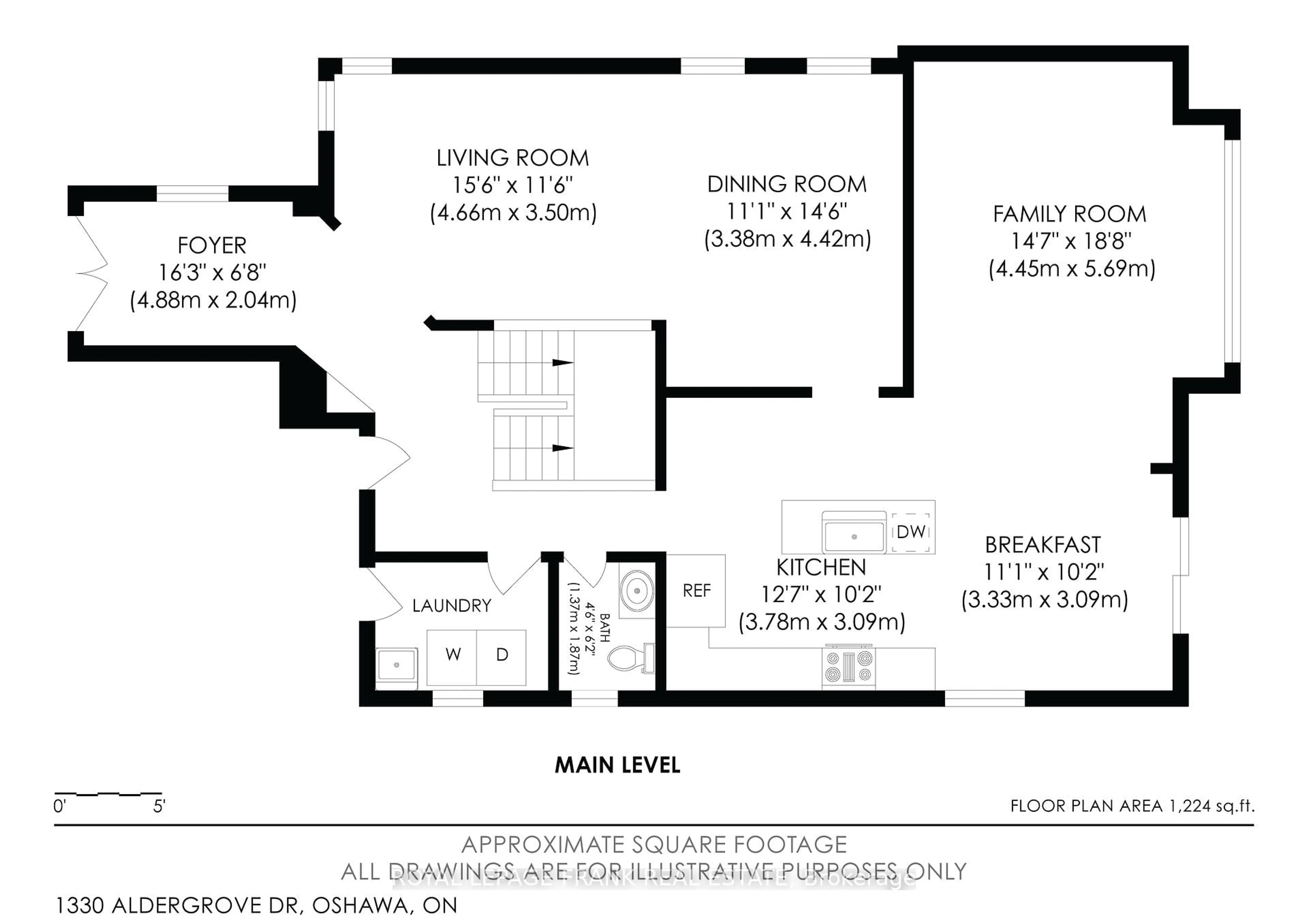 Floor plan for 1330 Aldergrove Dr, Oshawa Ontario L1K 2Y6