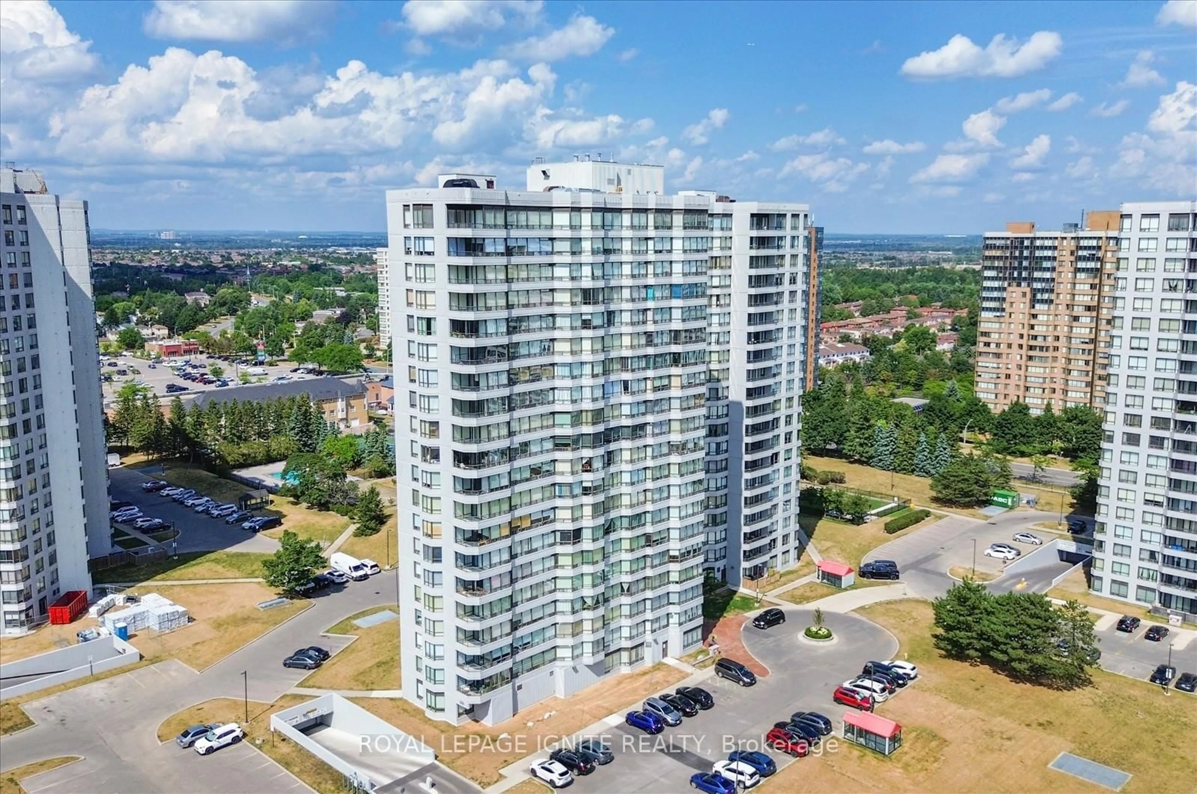 A pic from outside/outdoor area/front of a property/back of a property/a pic from drone, city buildings view from balcony for 330 Alton Towers Circ #1801, Toronto Ontario M1V 5H3