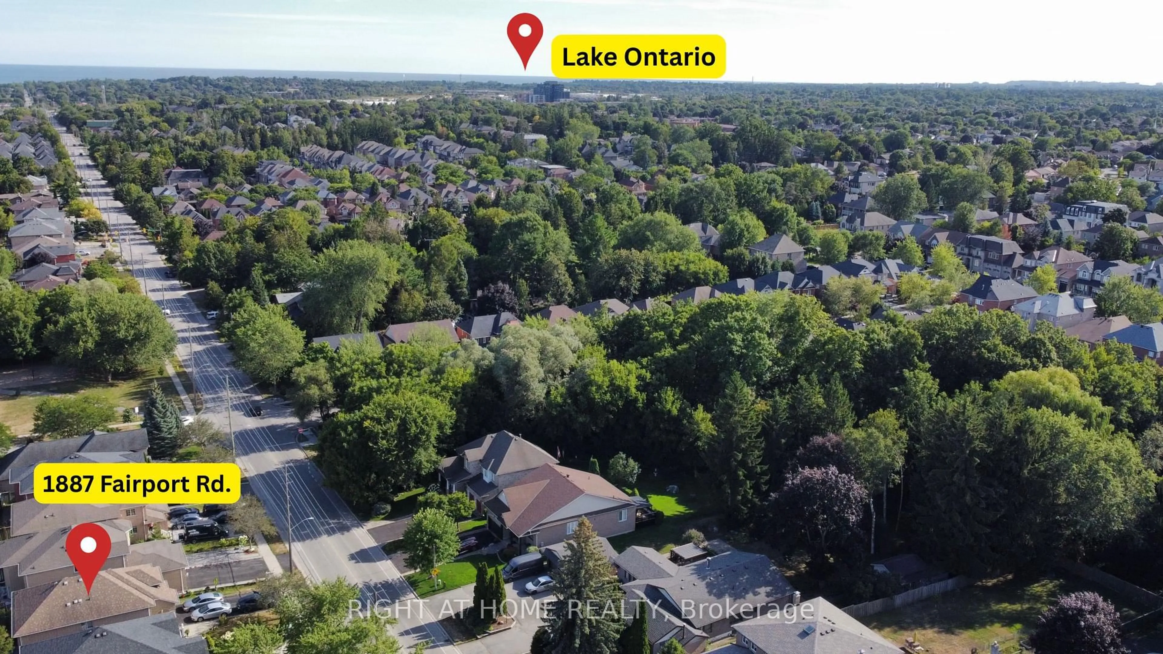A pic from outside/outdoor area/front of a property/back of a property/a pic from drone, water/lake/river/ocean view for 1887 Fairport Rd, Pickering Ontario L1V 1T5