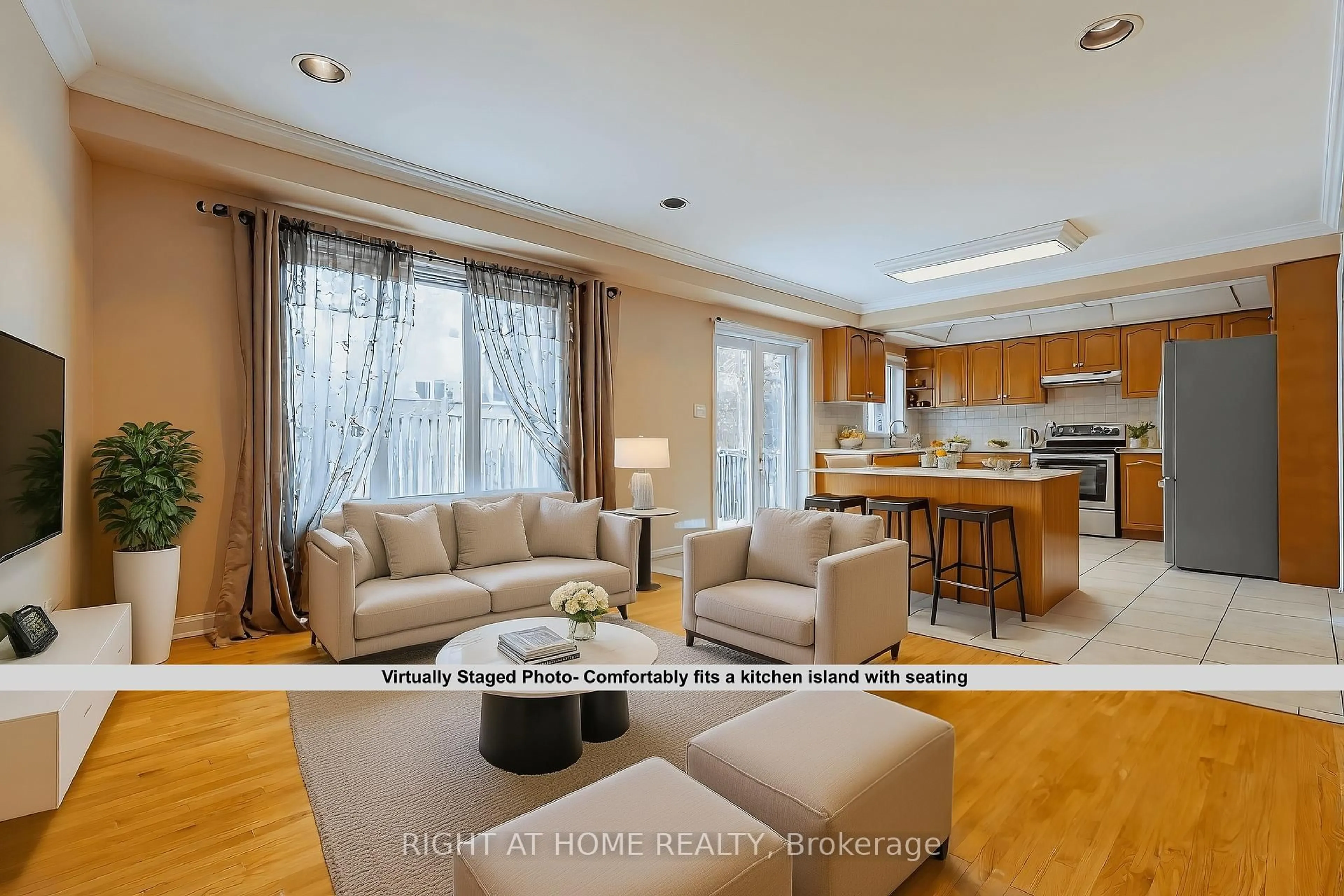 Living room with furniture, wood/laminate floor for 1887 Fairport Rd, Pickering Ontario L1V 1T5