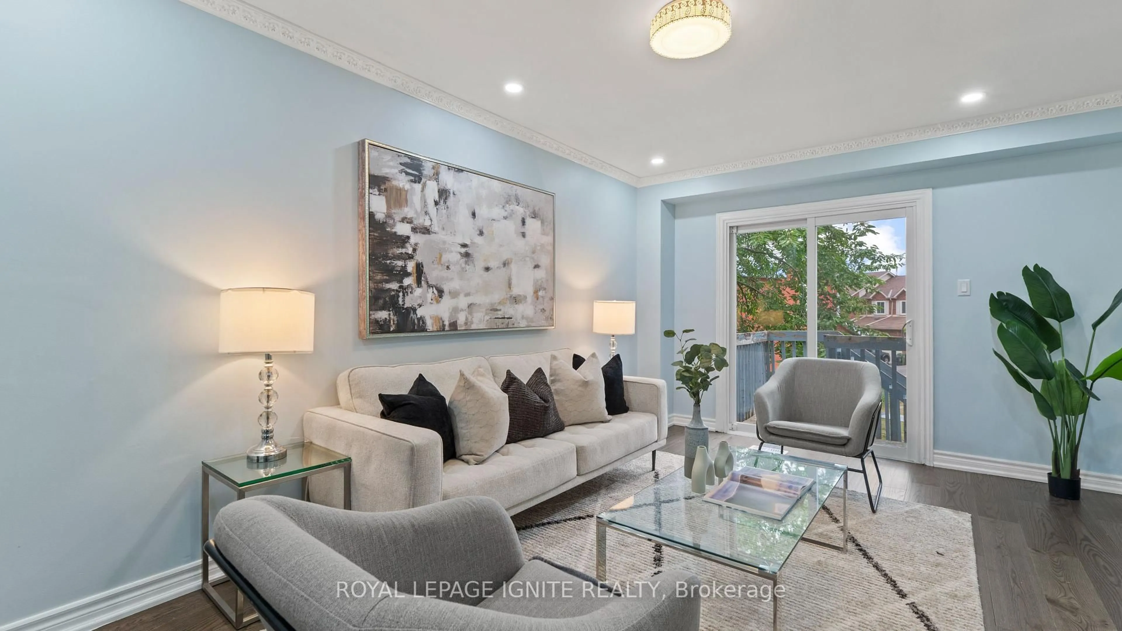 Living room with furniture, ceramic/tile floor for 401 Sewells Rd #57, Toronto Ontario M1B 5K6