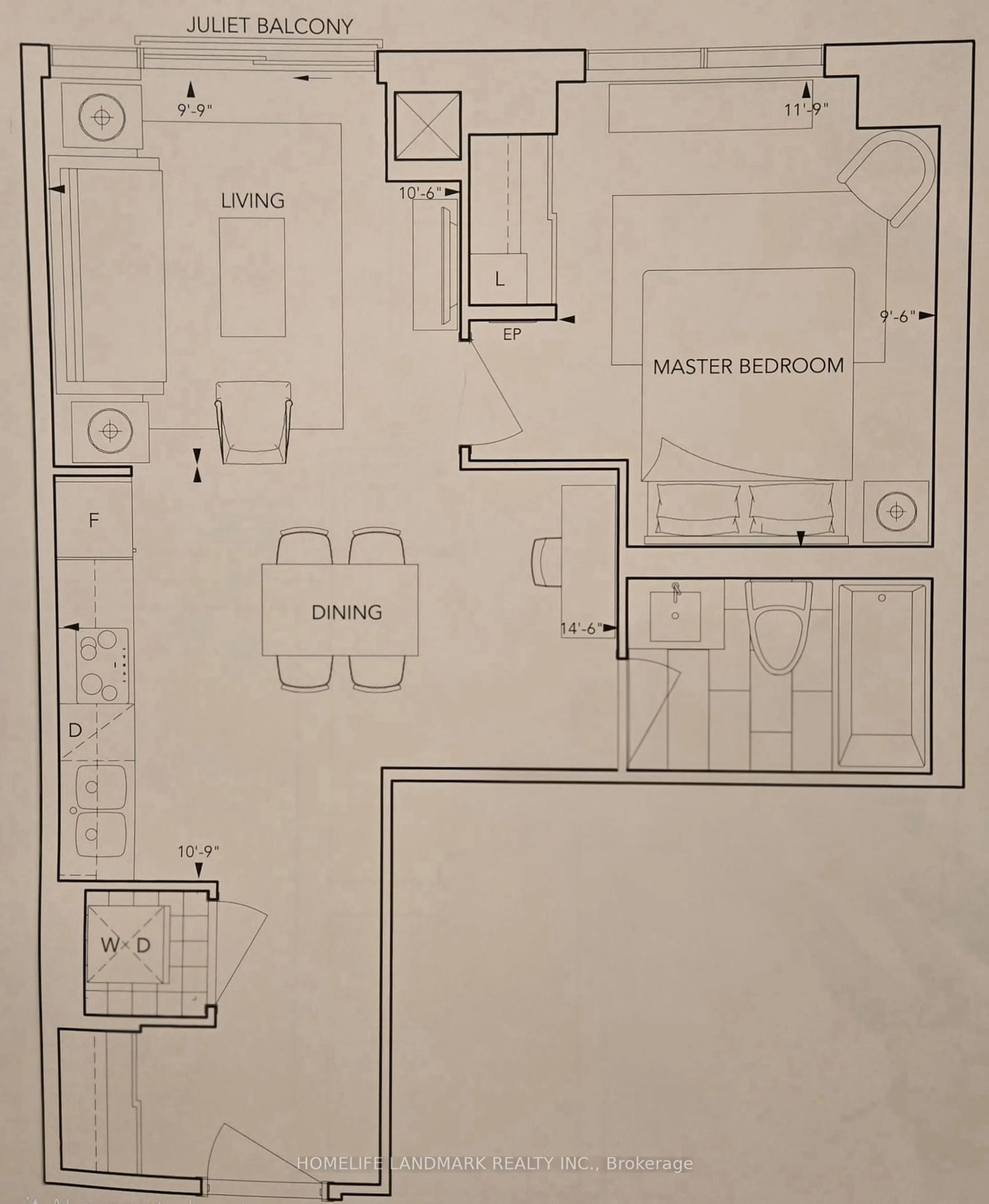 Floor plan for 275 Village Green Sq #2618, Toronto Ontario M1S 0L8