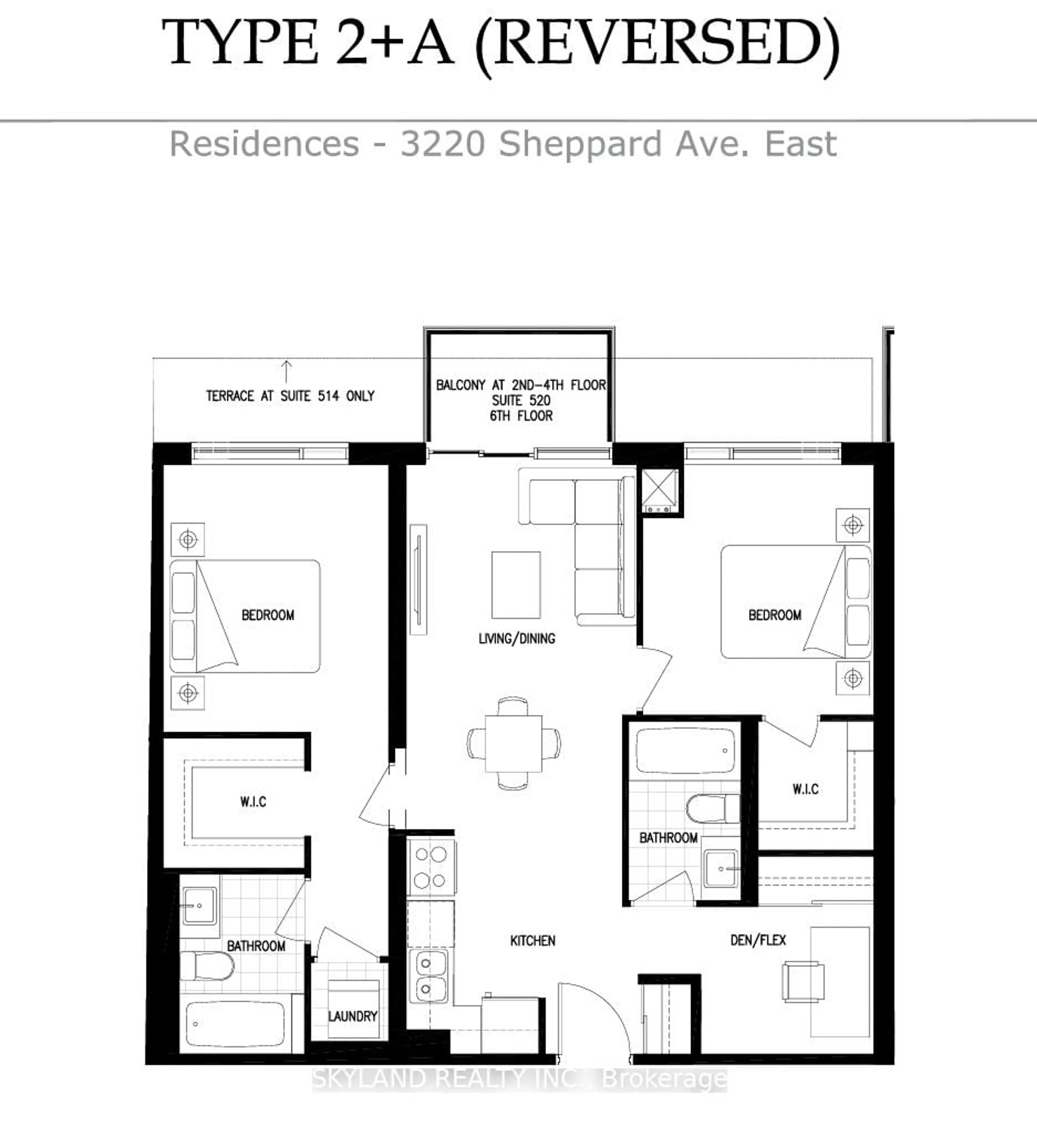 Floor plan for 3220 Sheppard Ave #222, Toronto Ontario M1T 0B7