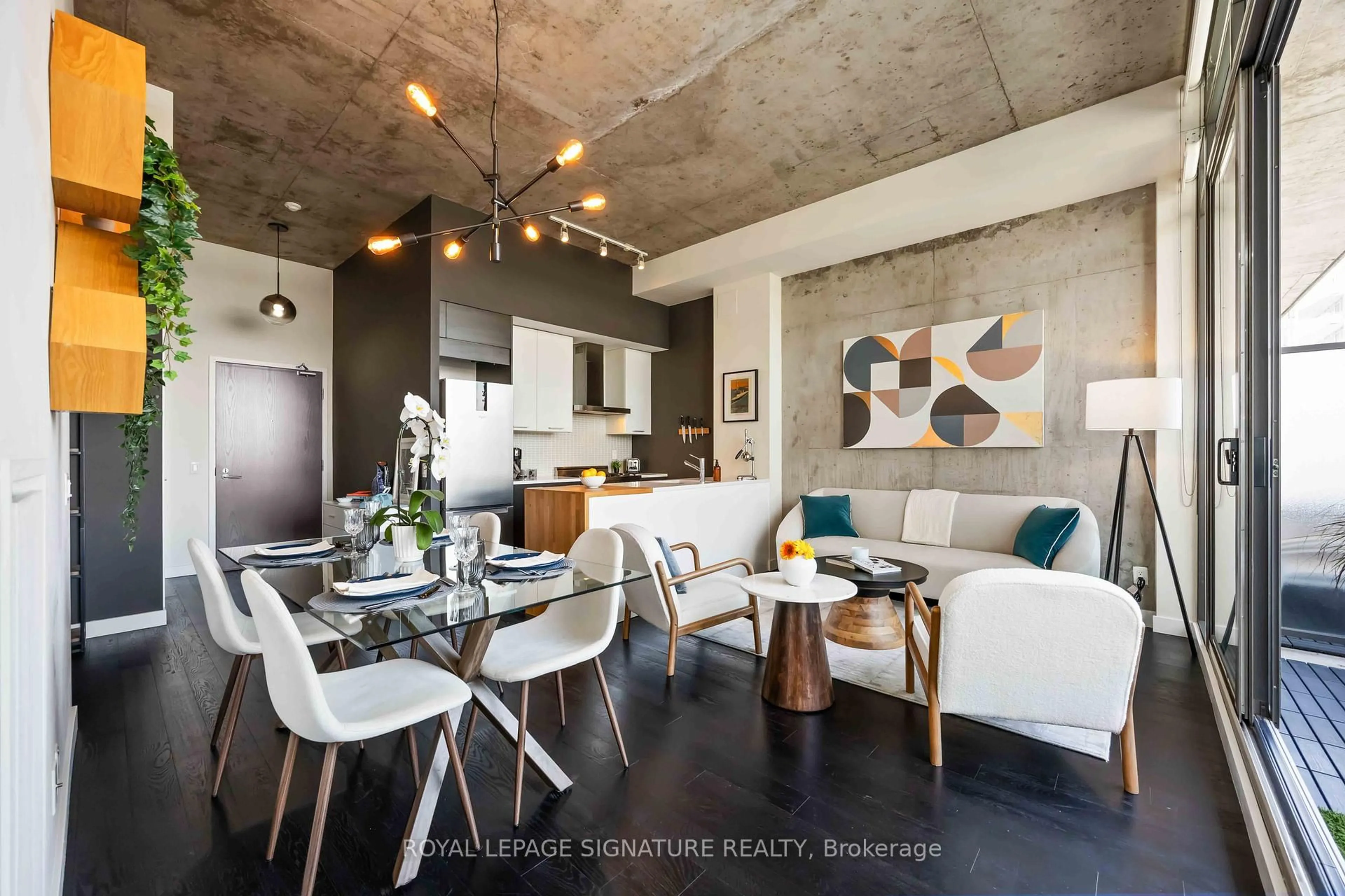 Open concept kitchen, cement floor for 90 Broadview Ave #913, Toronto Ontario M4M 0A7