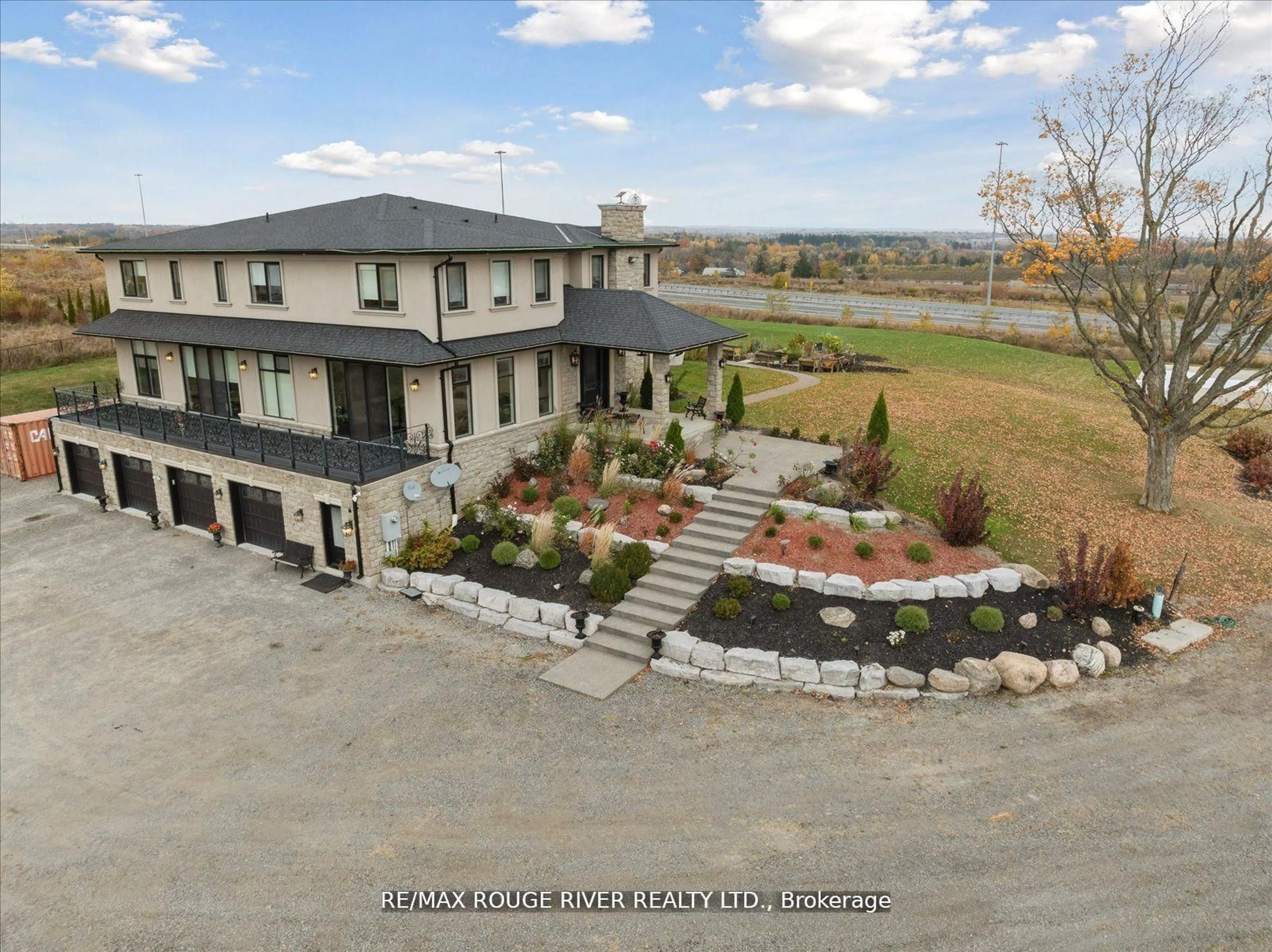 A pic from outside/outdoor area/front of a property/back of a property/a pic from drone, mountain view for 5785 Halls Rd, Whitby Ontario L1M 1S5