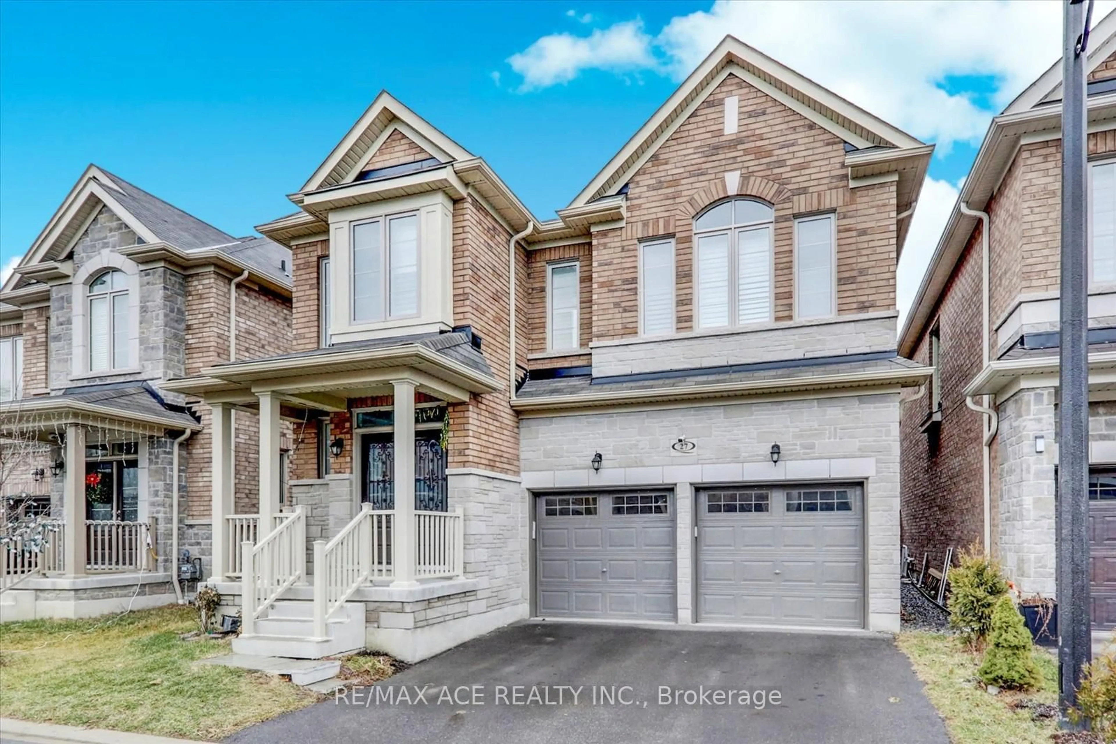 Home with brick exterior material, street for 27 Hassard-Short Lane, Ajax Ontario L1S 0G4