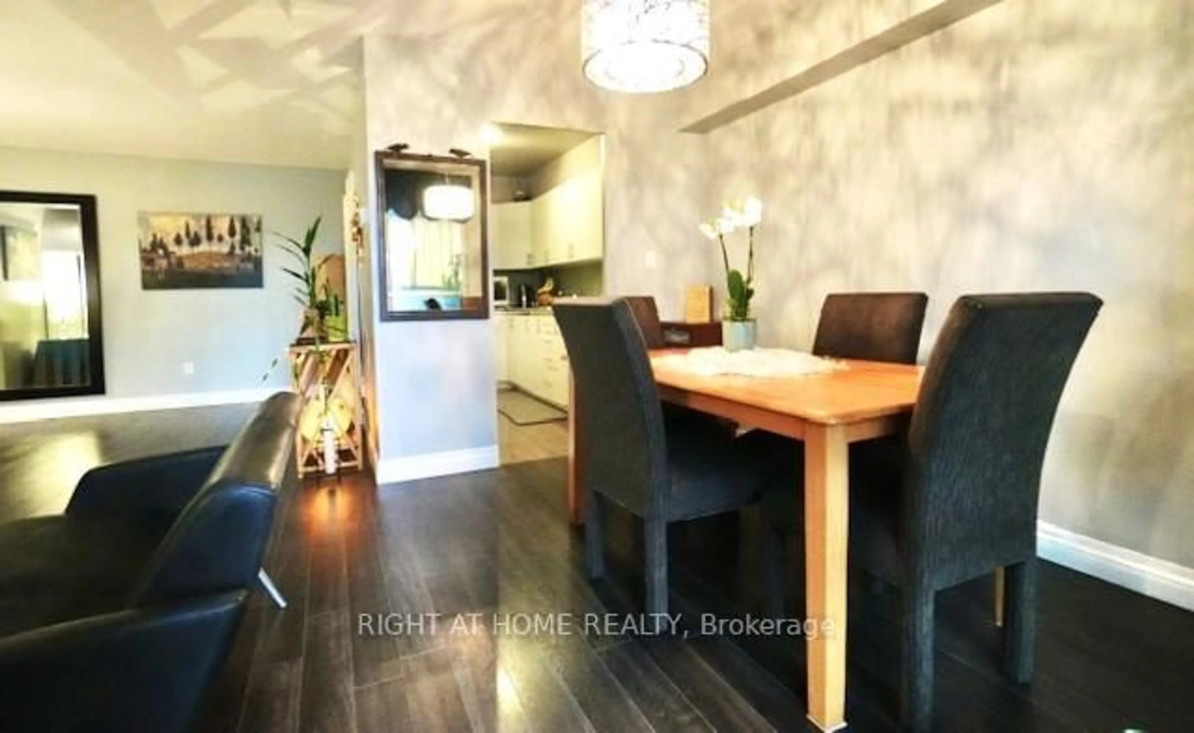 Dining room, wood/laminate floor for 5 Massey Sq #411, Toronto Ontario M4C 5L6