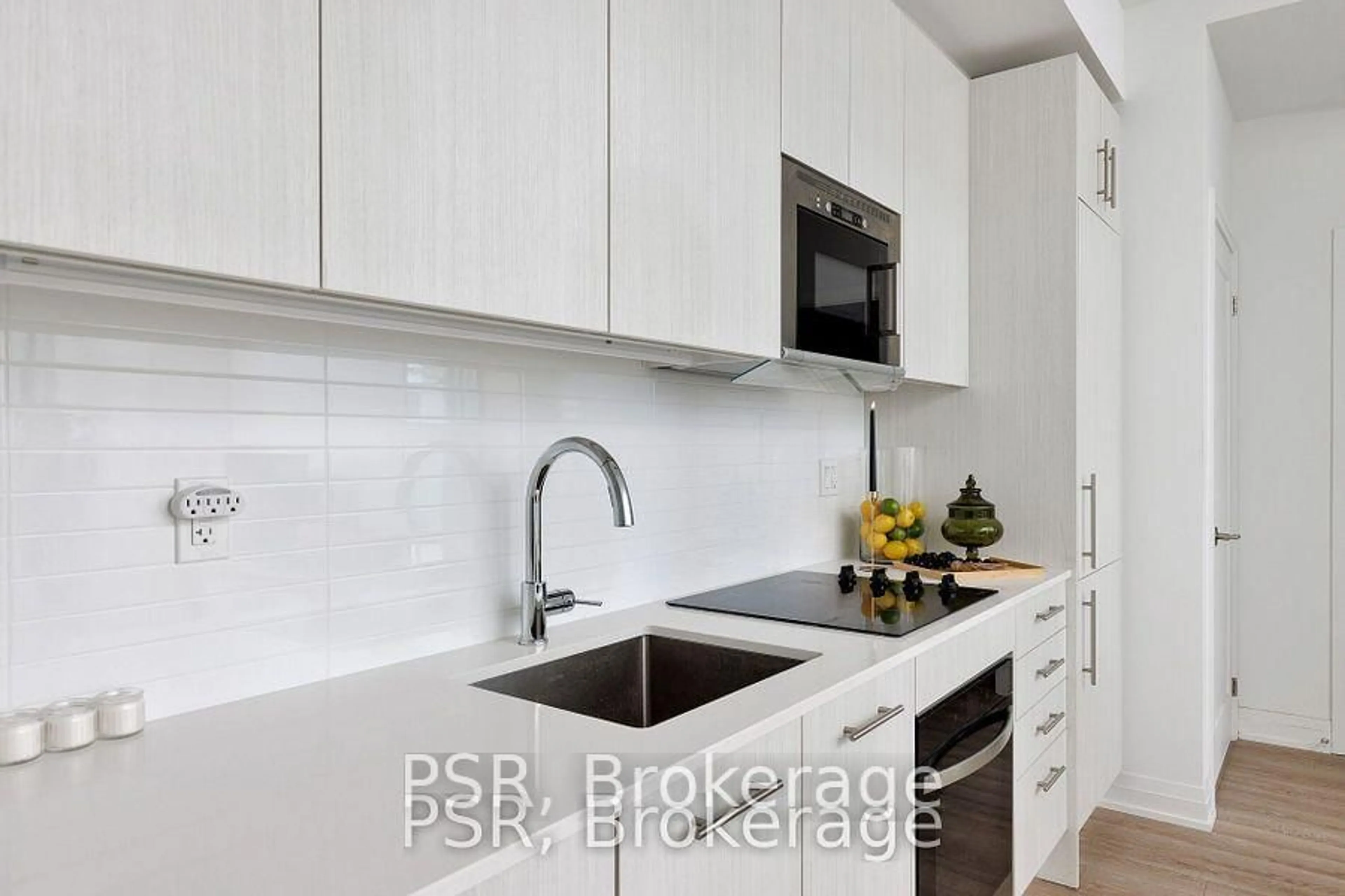 Contemporary kitchen, ceramic/tile floor for 286 Main St #807, Toronto Ontario M4C 0B3