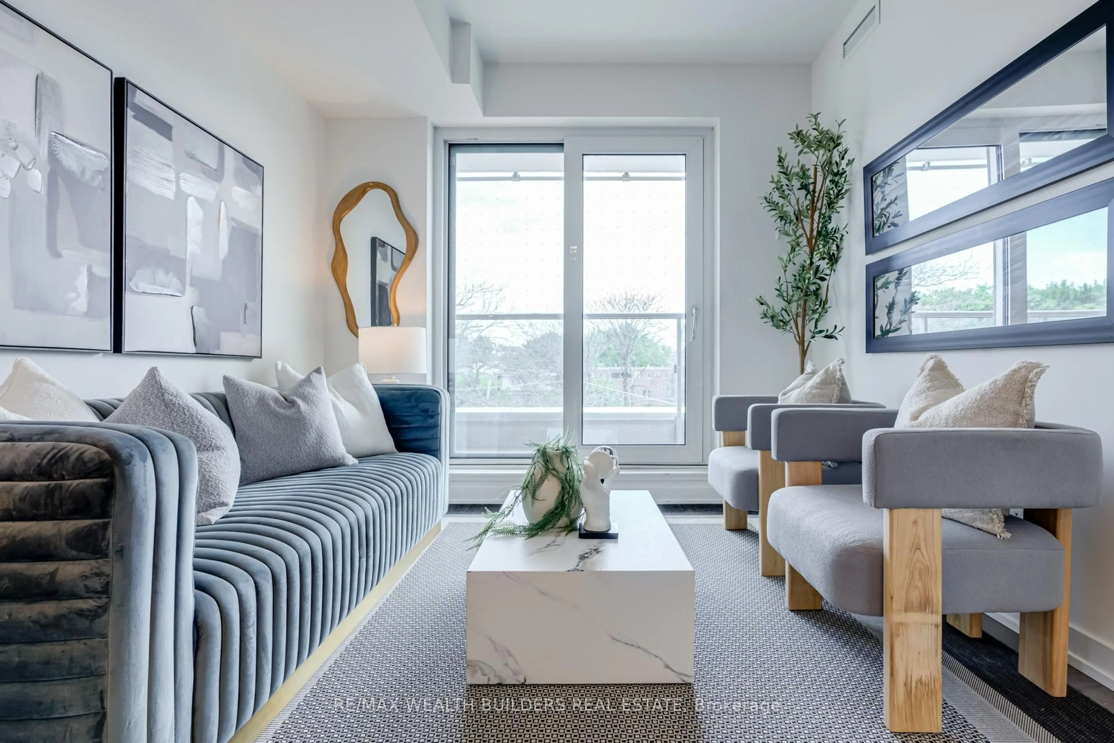 Living room with furniture, unknown for 150 Logan Ave #444, Toronto Ontario M4M 0E4