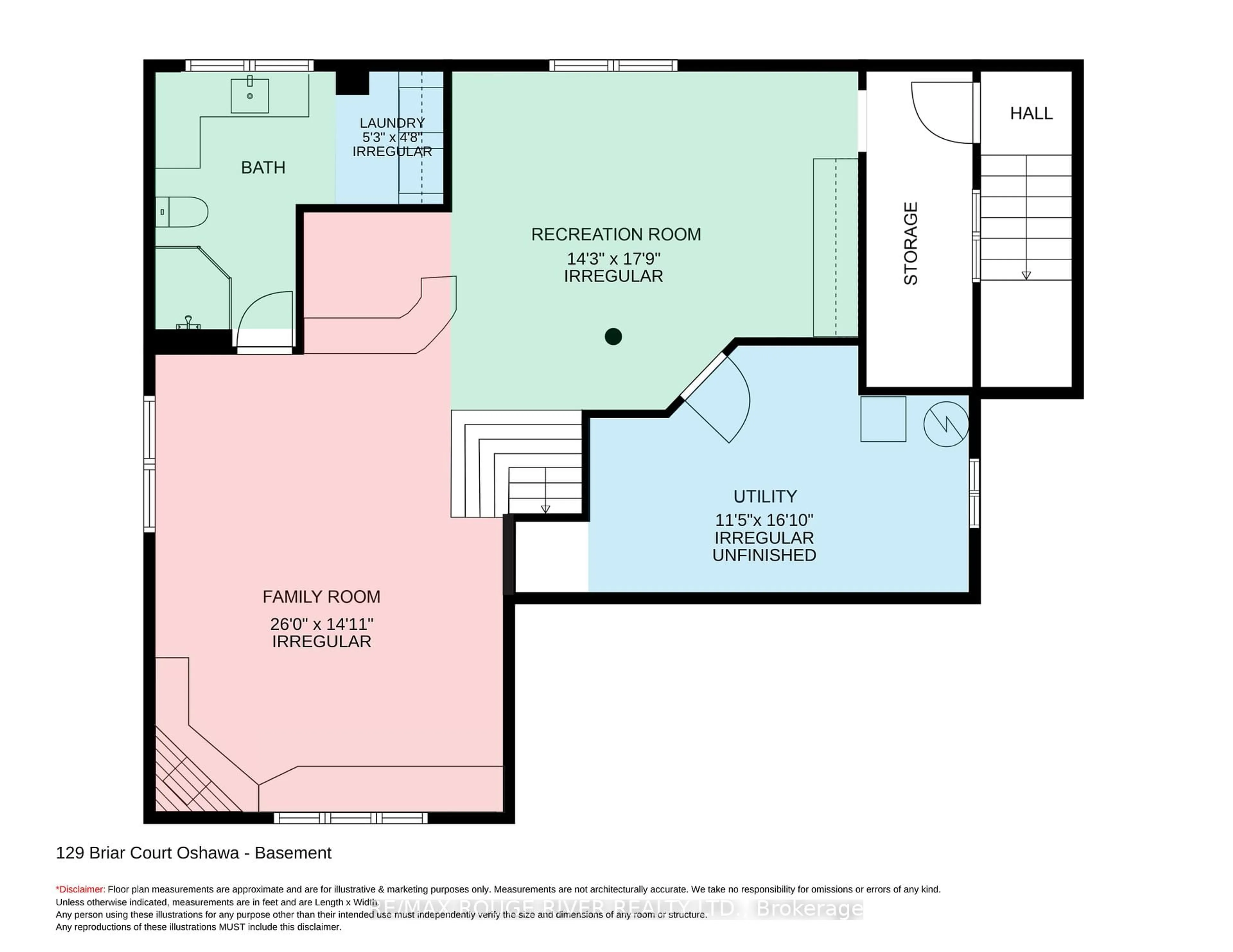 Floor plan for 129 Briar Crt, Oshawa Ontario L1G 6M4
