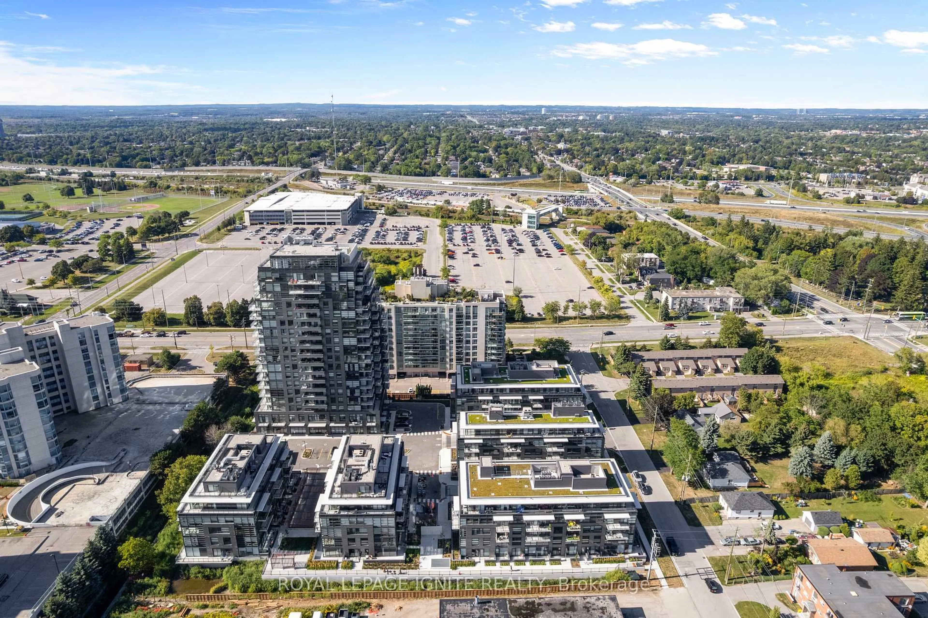 A pic from outside/outdoor area/front of a property/back of a property/a pic from drone, city buildings view from balcony for 1604(B) Charles St #414, Whitby Ontario L1N 0P2