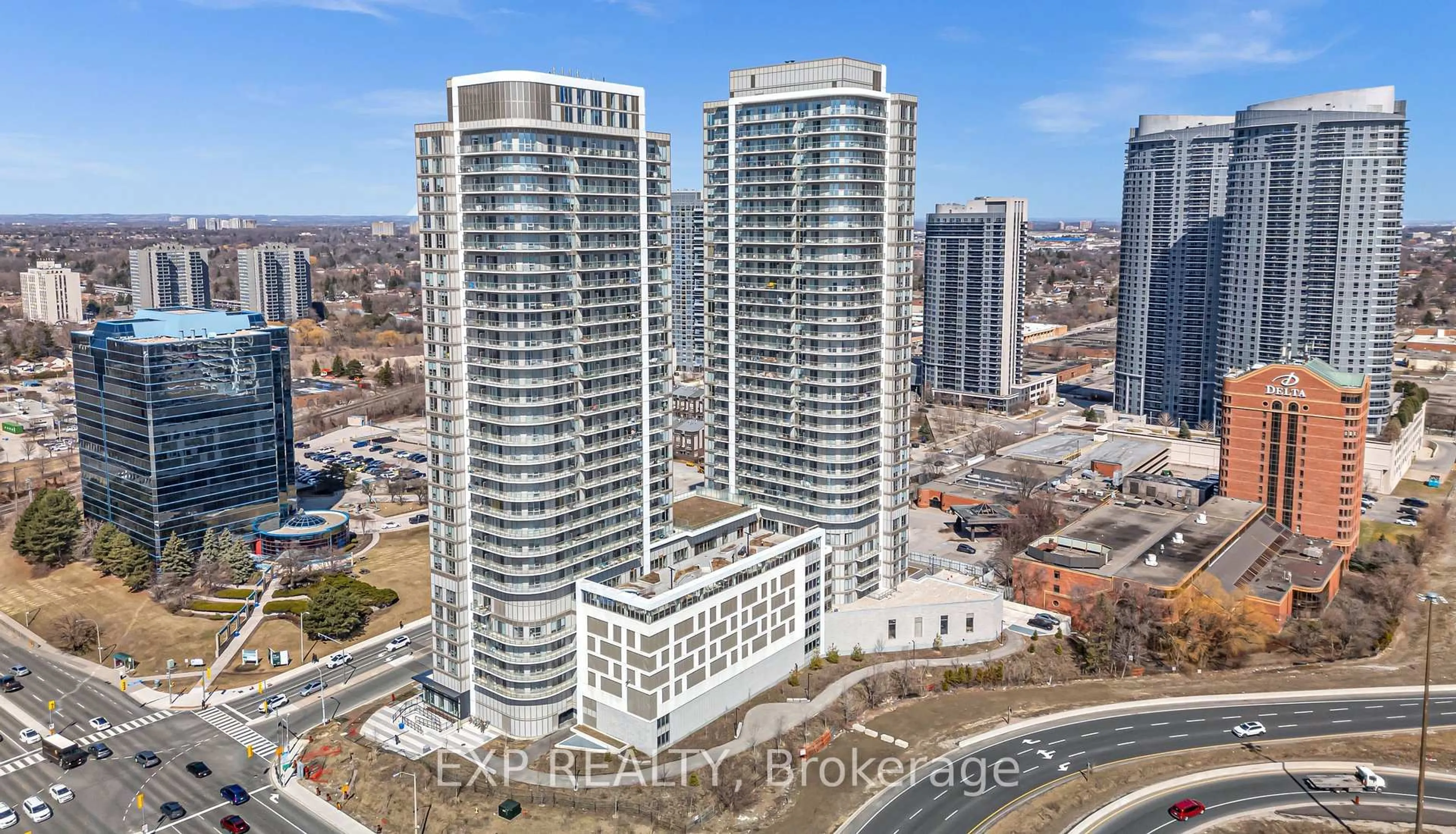 A pic from outside/outdoor area/front of a property/back of a property/a pic from drone, city buildings view from balcony for 2033 Kennedy Rd #1901, Toronto Ontario M1T 0B9