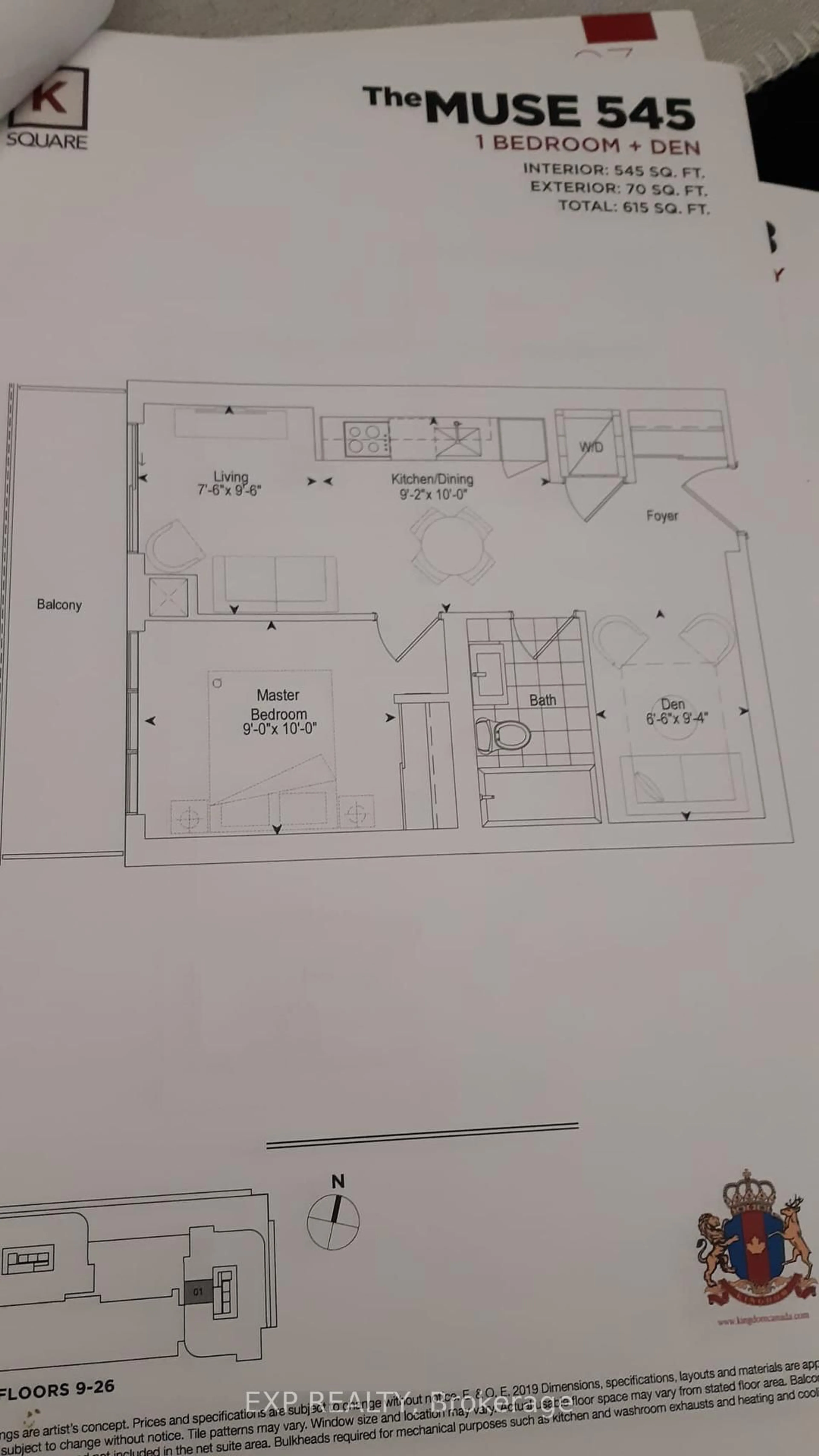 Floor plan for 2033 Kennedy Rd #1901, Toronto Ontario M1T 0B9