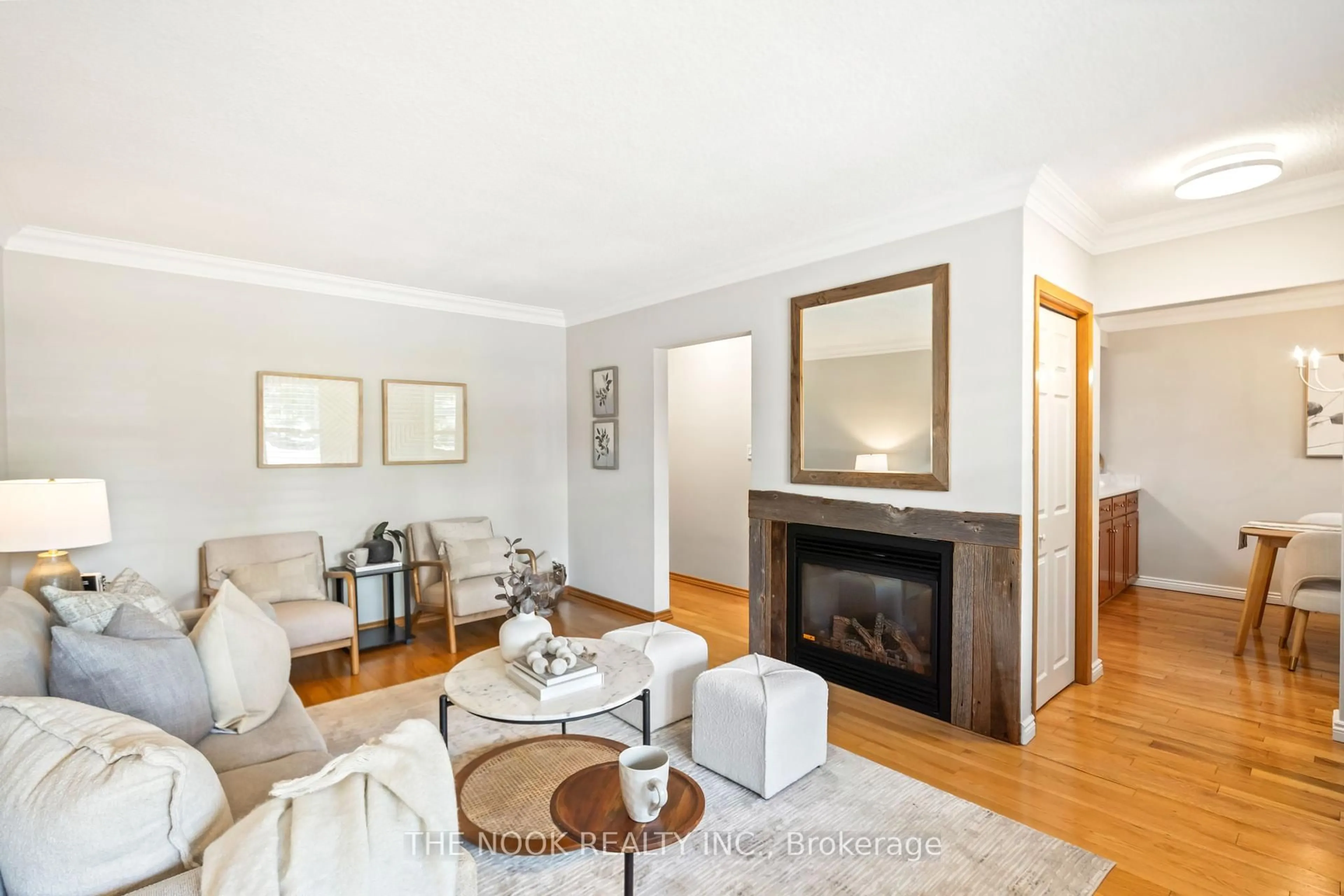 Living room with furniture, wood/laminate floor for 397 Holcan Ave, Oshawa Ontario L1G 5X5
