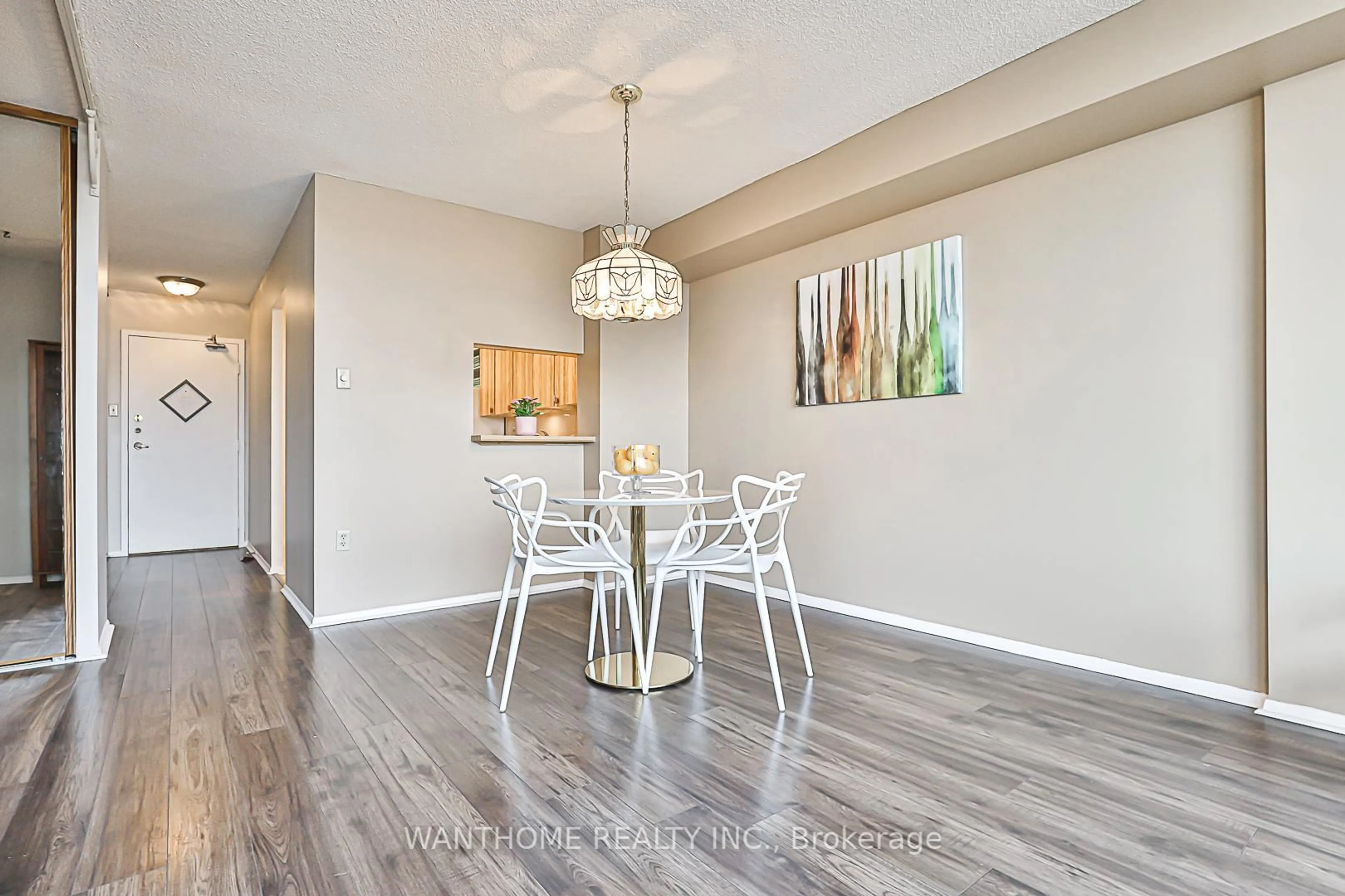 Dining room, wood/laminate floor for 2365 Kennedy Rd #801, Toronto Ontario M1T 3S6