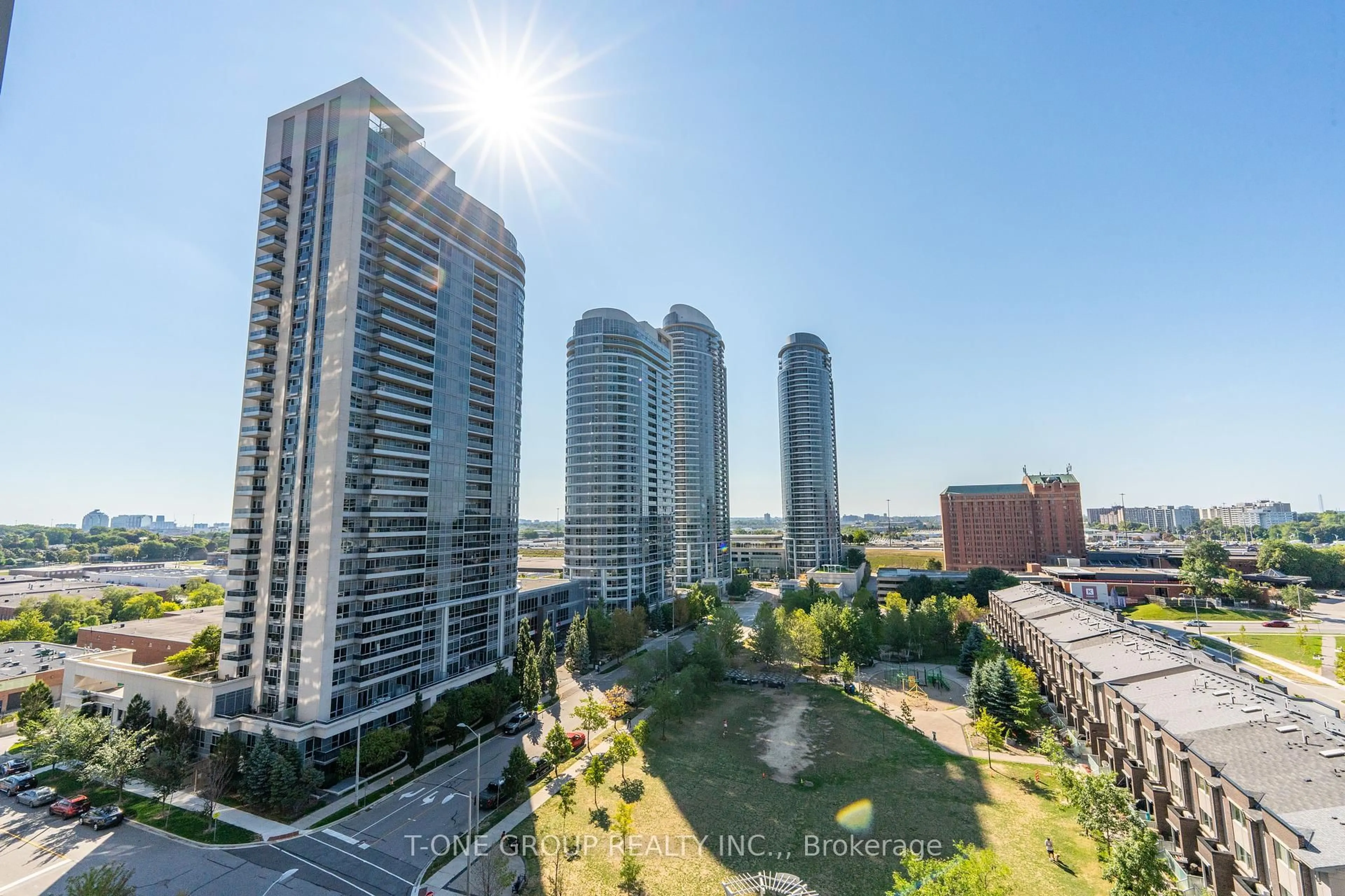 A pic from outside/outdoor area/front of a property/back of a property/a pic from drone, city buildings view from balcony for 255 Village Green Sq #1003, Toronto Ontario M1S 0L7