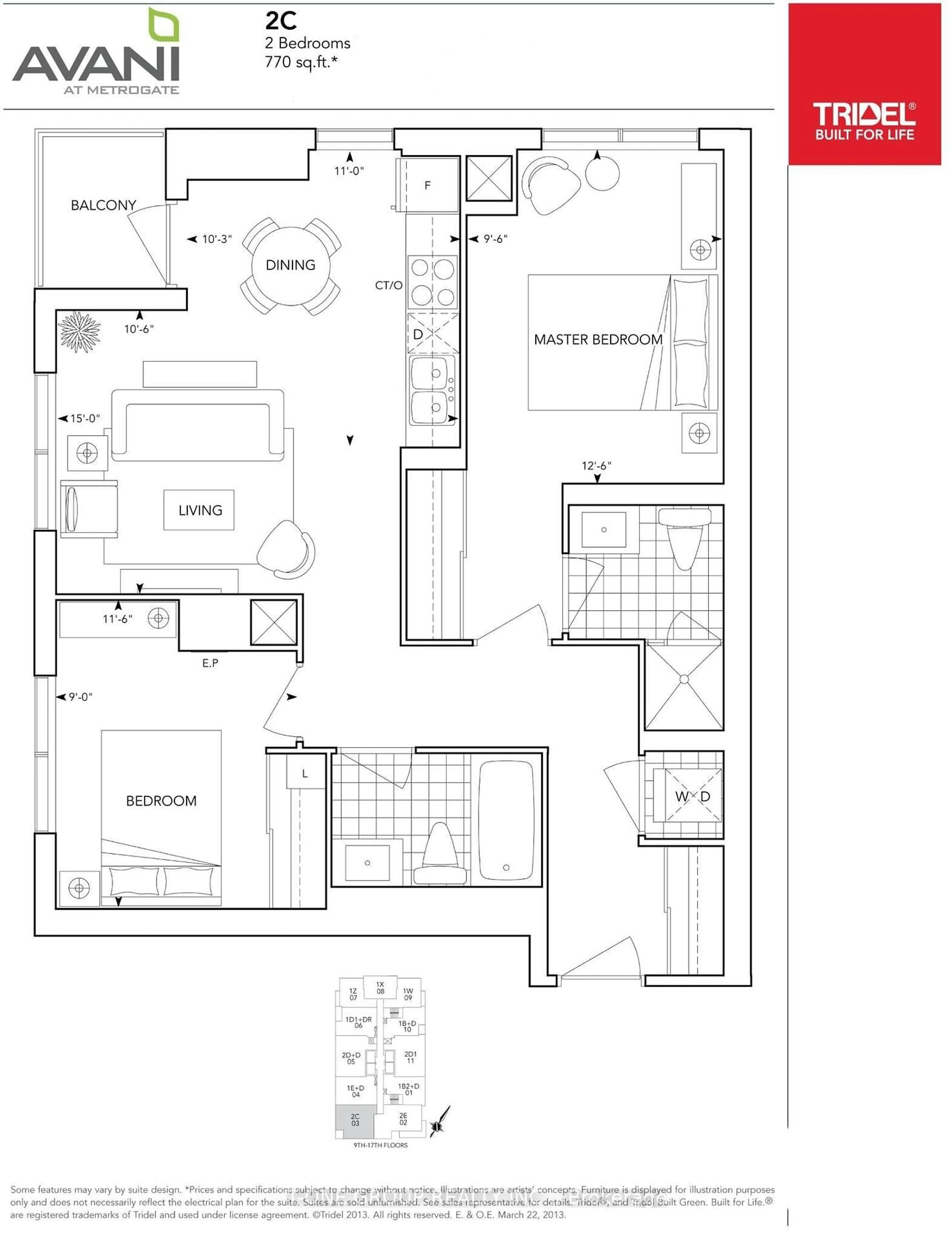 Floor plan for 255 Village Green Sq #1003, Toronto Ontario M1S 0L7