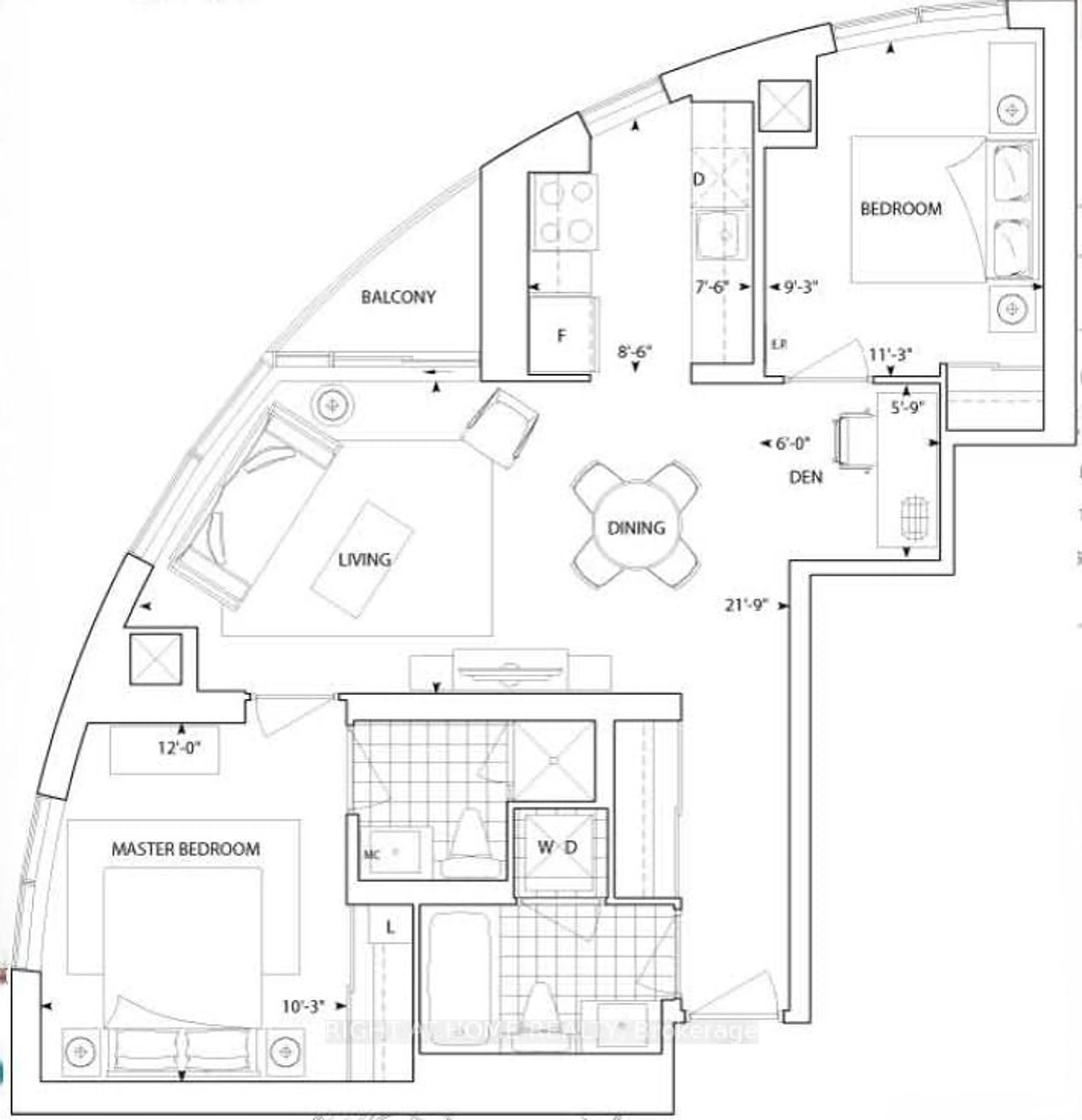 Floor plan for 151 Village Green Sq #908, Toronto Ontario M1S 0K5
