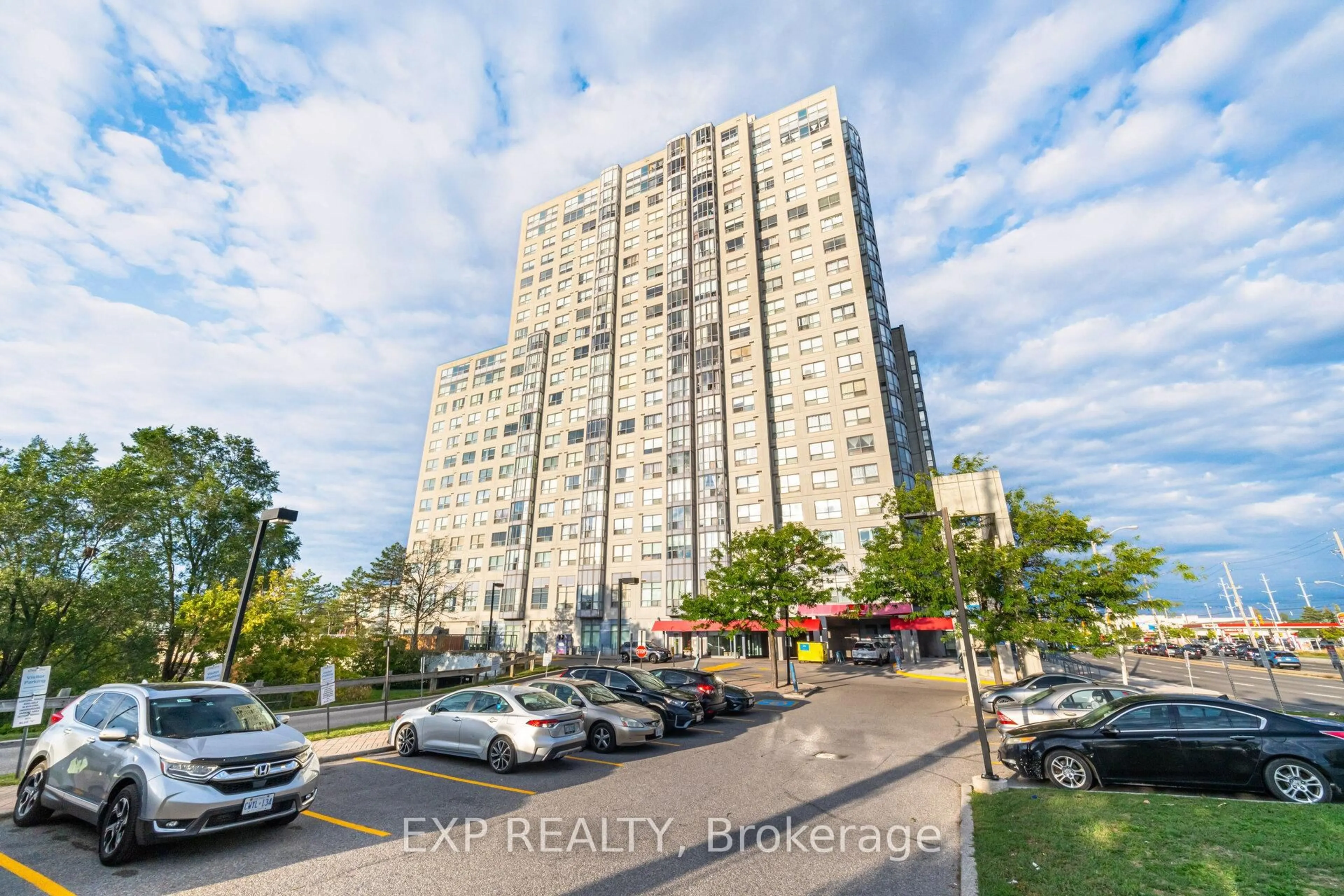 A pic from outside/outdoor area/front of a property/back of a property/a pic from drone, building for 2550 Lawrence Ave #1202, Toronto Ontario M1P 2R7