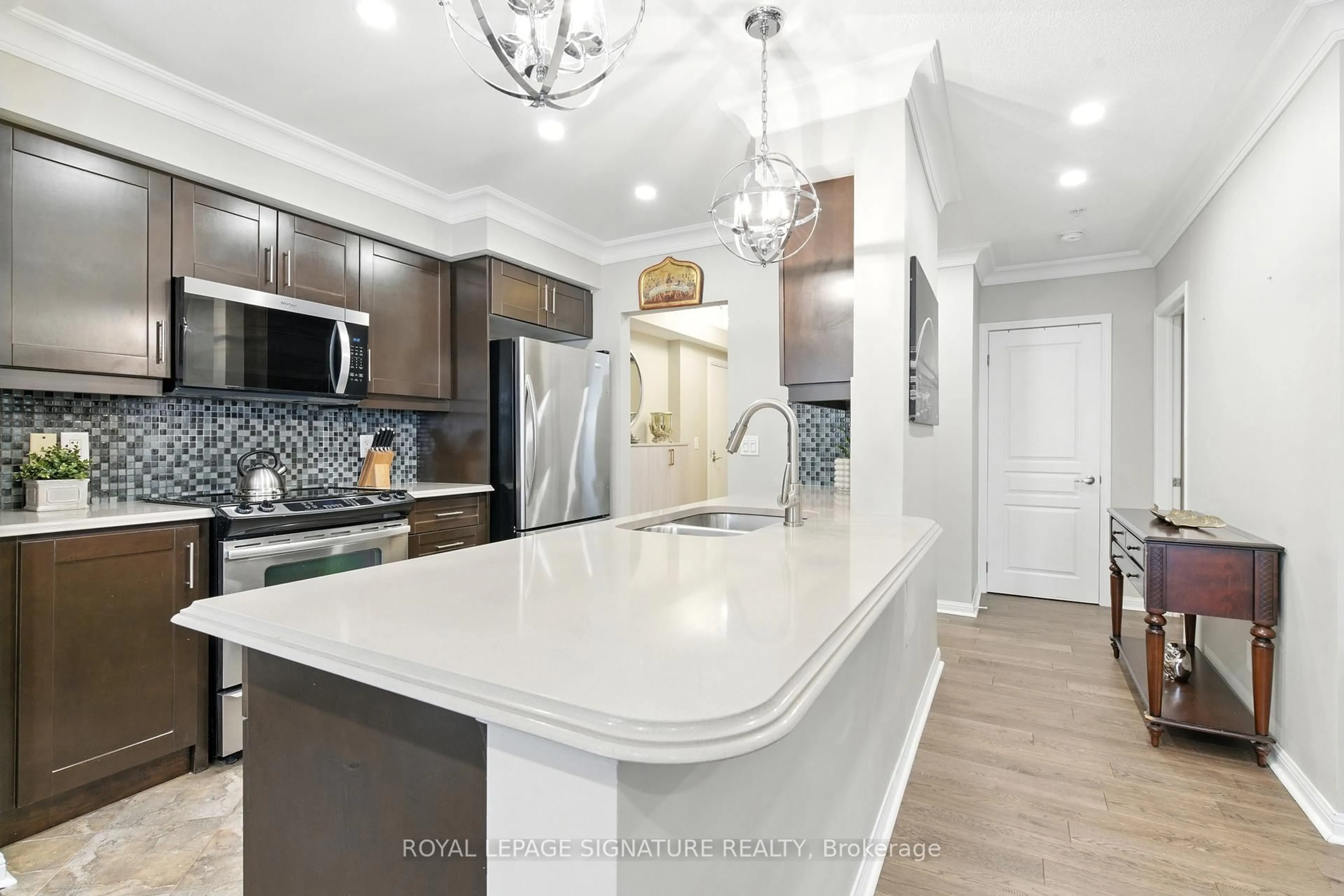 Open concept kitchen, ceramic/tile floor for 10 Mendelssohn St #106, Toronto Ontario M1L 0G7