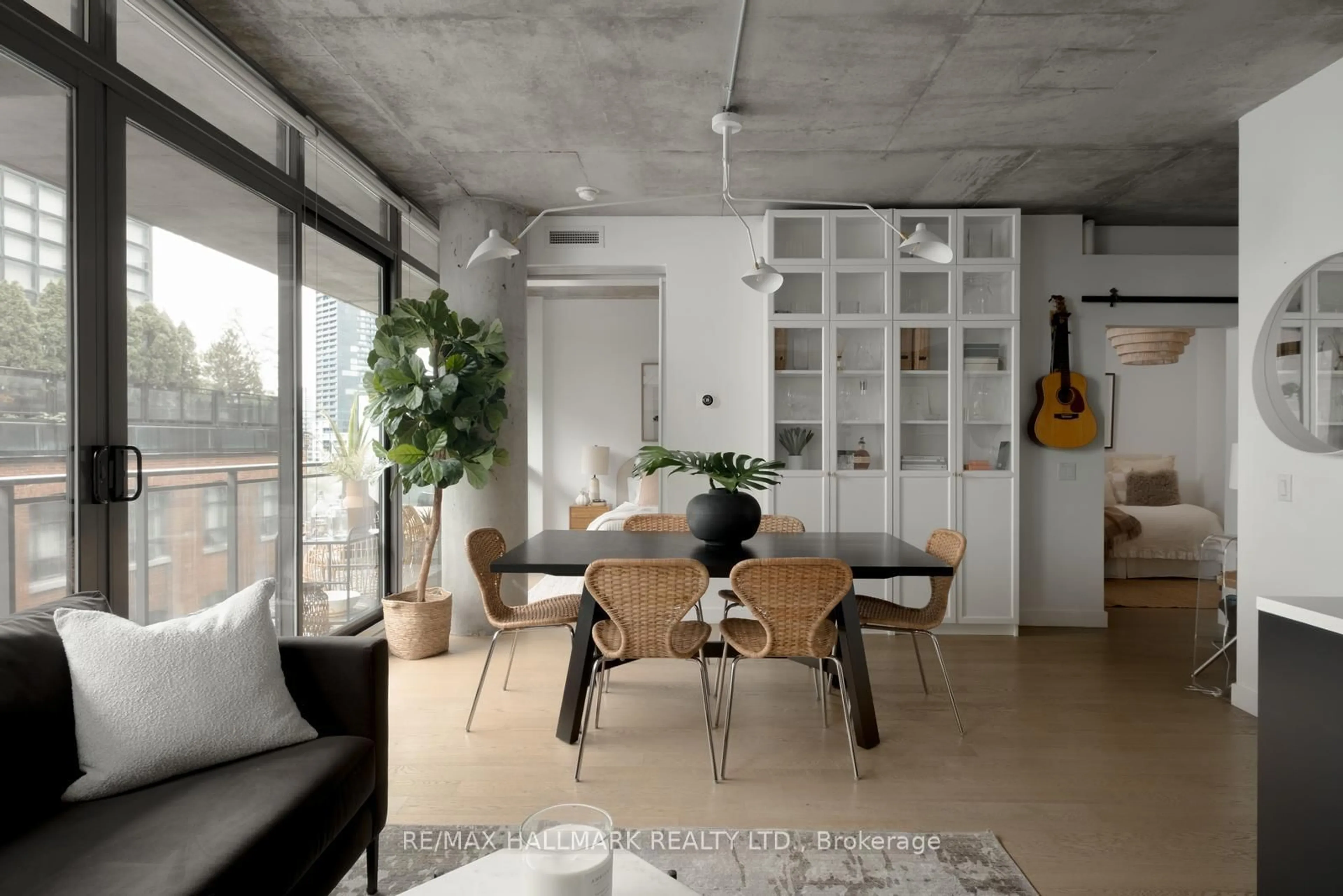 Dining room, cement floor for 90 Broadview Ave #607, Toronto Ontario M4M 0A7