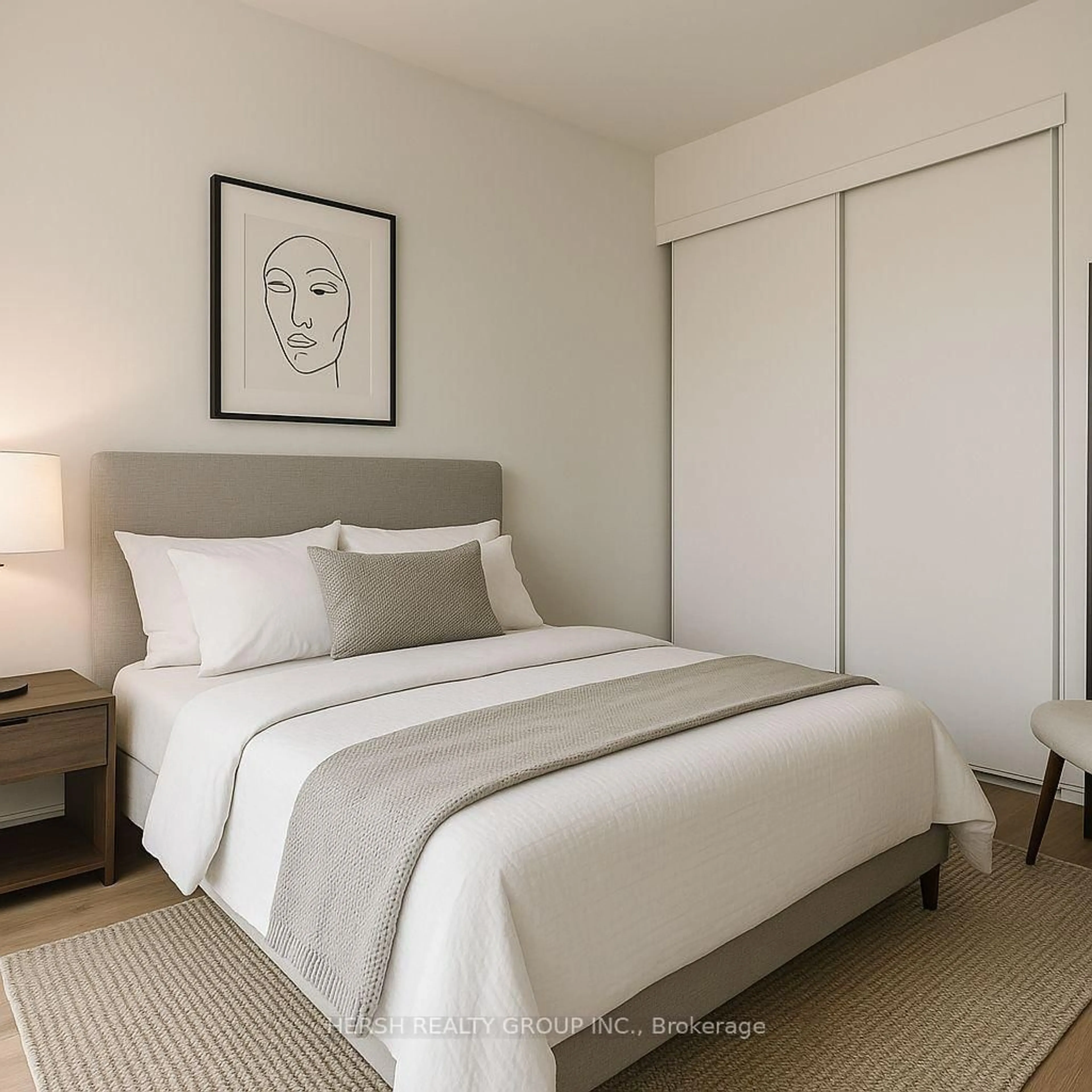 Bedroom with bed, unknown for 10 Meadowglen Pl #208, Toronto Ontario M1G 0A8