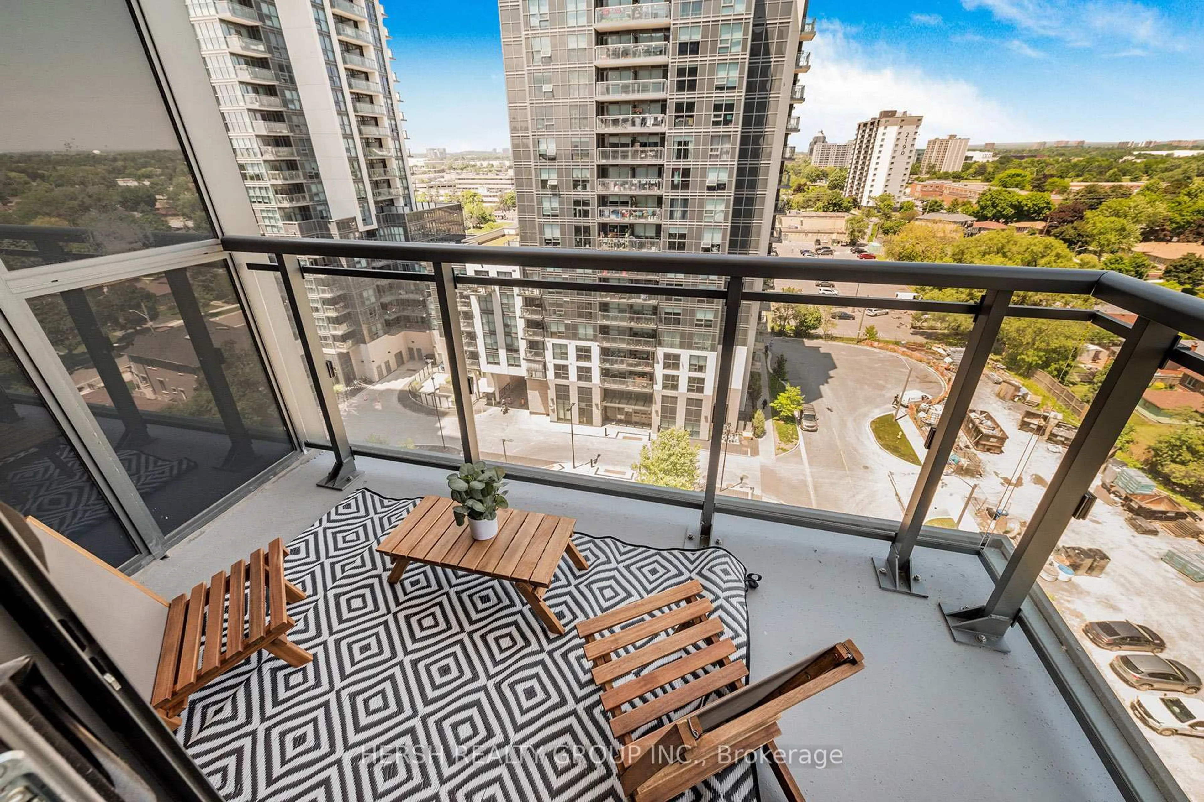 Balcony in the apartment, city buildings view from balcony for 10 Meadowglen Pl #206, Toronto Ontario M1G 0A8