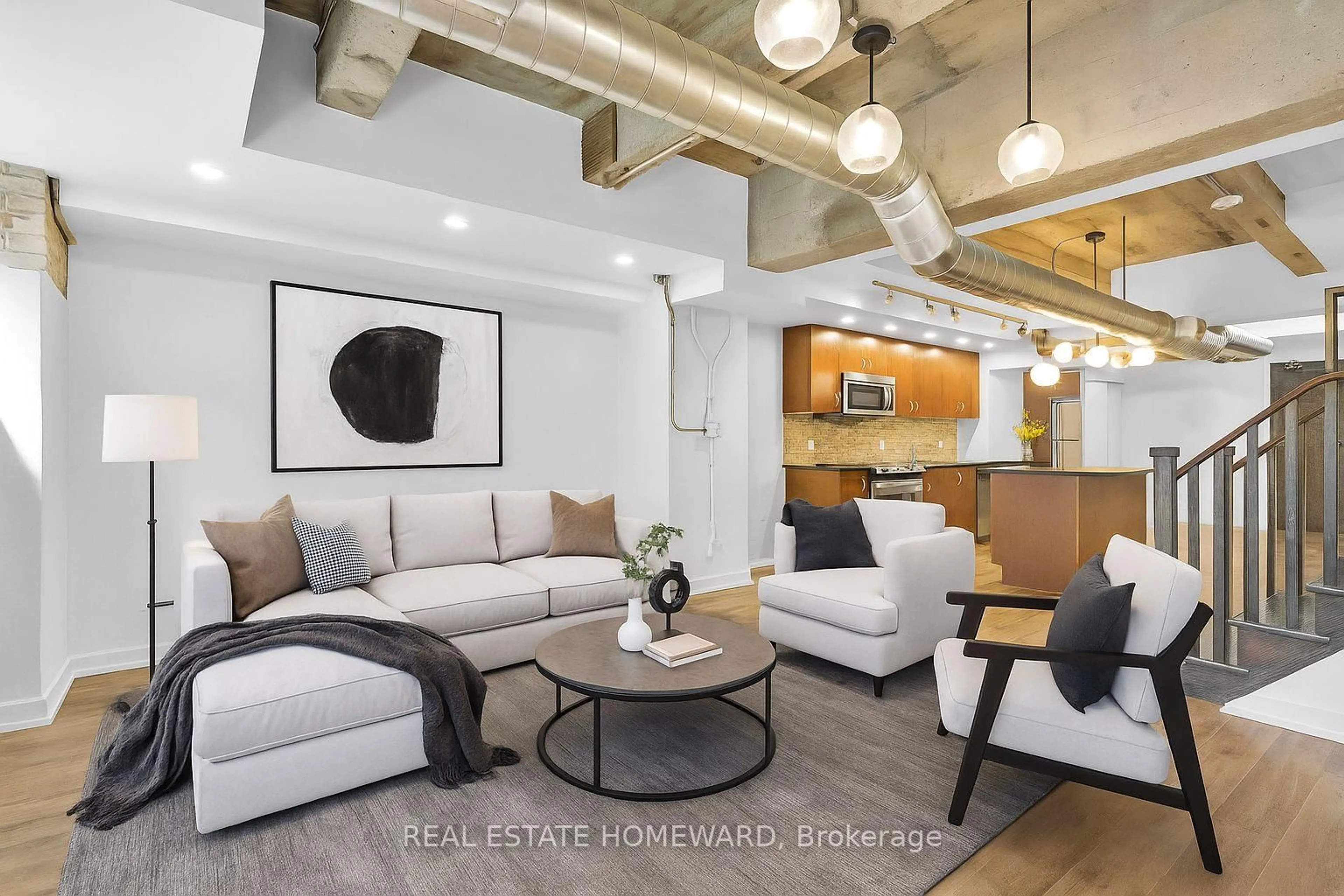 Living room with furniture, unknown for 201 Carlaw Ave #128, Toronto Ontario M4M 2S3