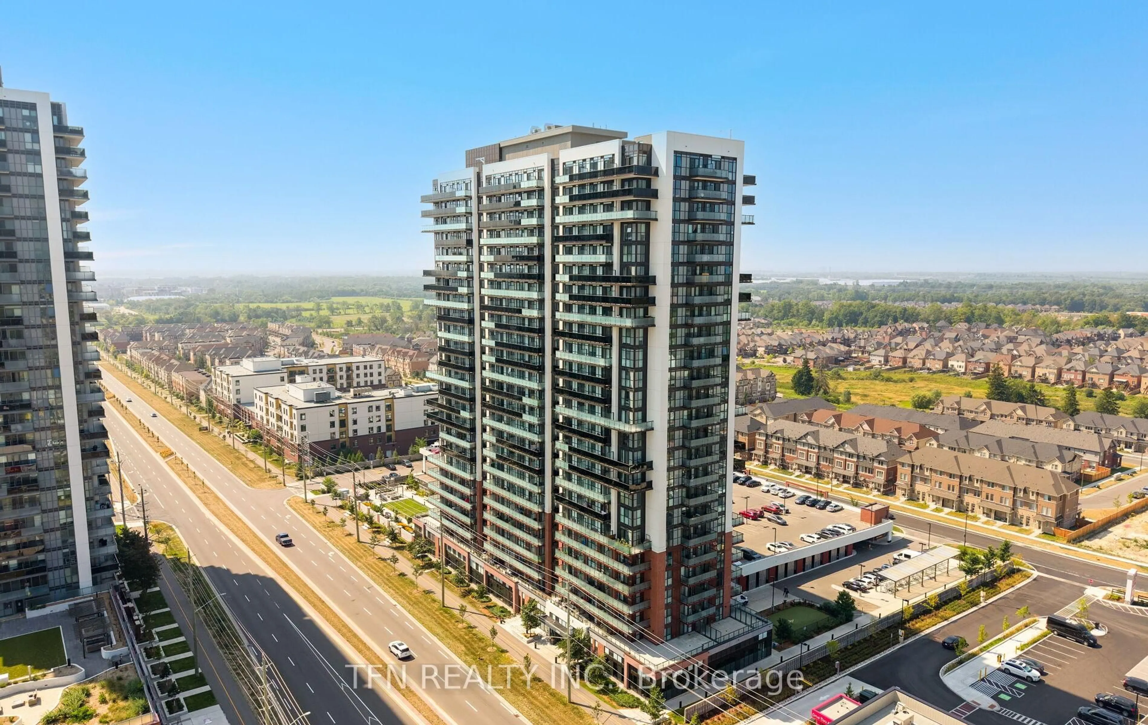 A pic from outside/outdoor area/front of a property/back of a property/a pic from drone, city buildings view from balcony for 2550 Simcoe St #219, Oshawa Ontario L1L 0R5