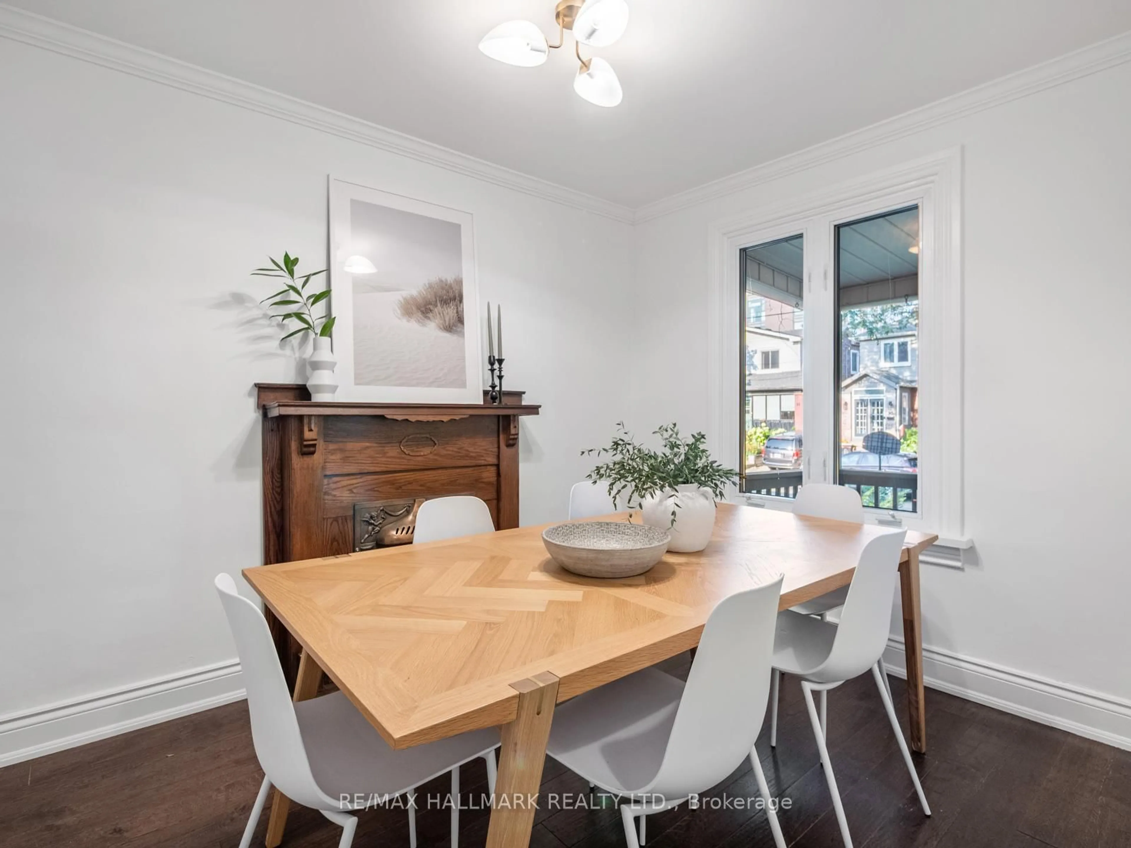 Dining room, wood/laminate floor for 92 Moberly Ave, Toronto Ontario M4C 4B1