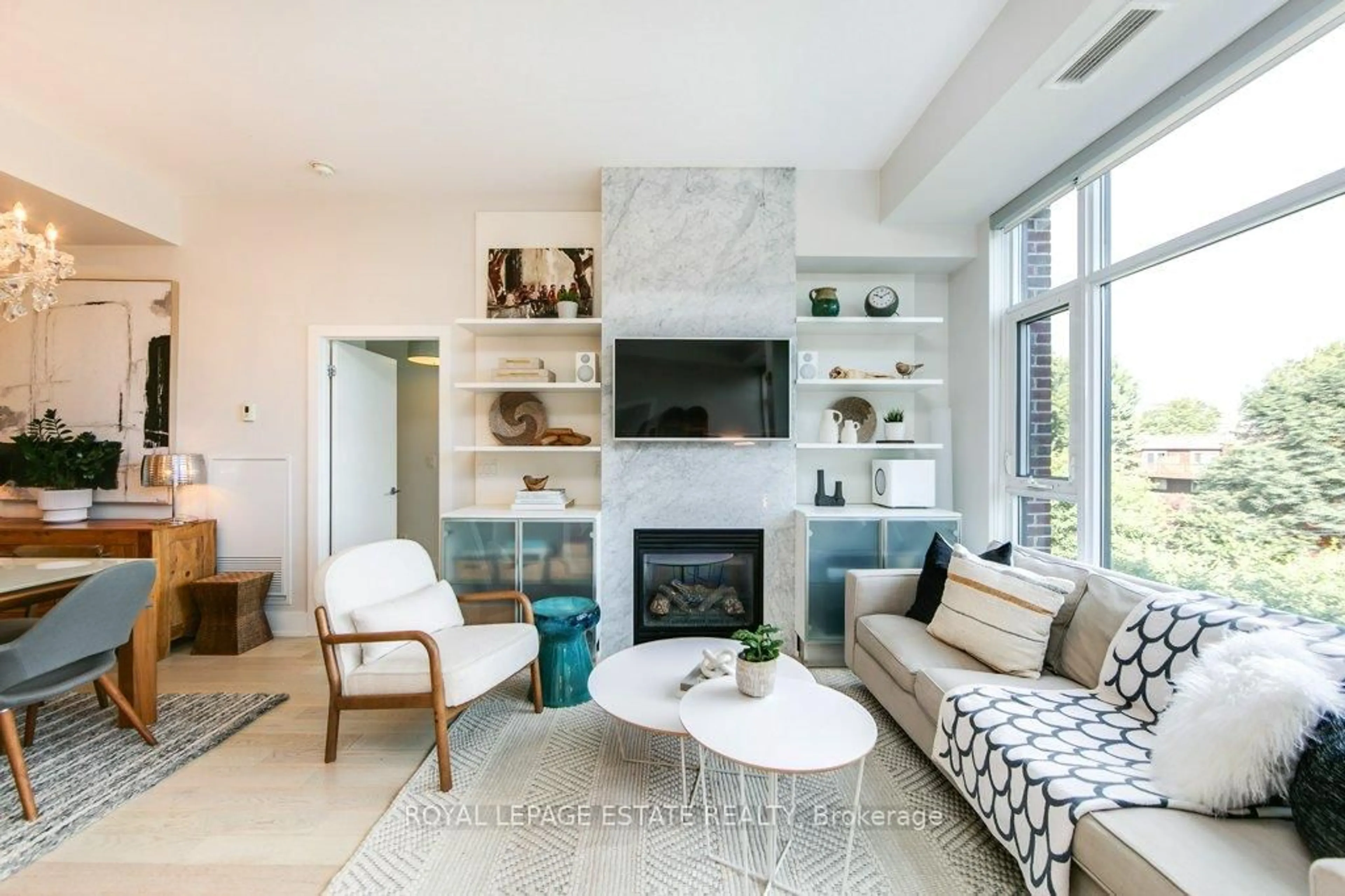 Living room with furniture, ceramic/tile floor for 66 Kippendavie Ave #408, Toronto Ontario M4L 0A4