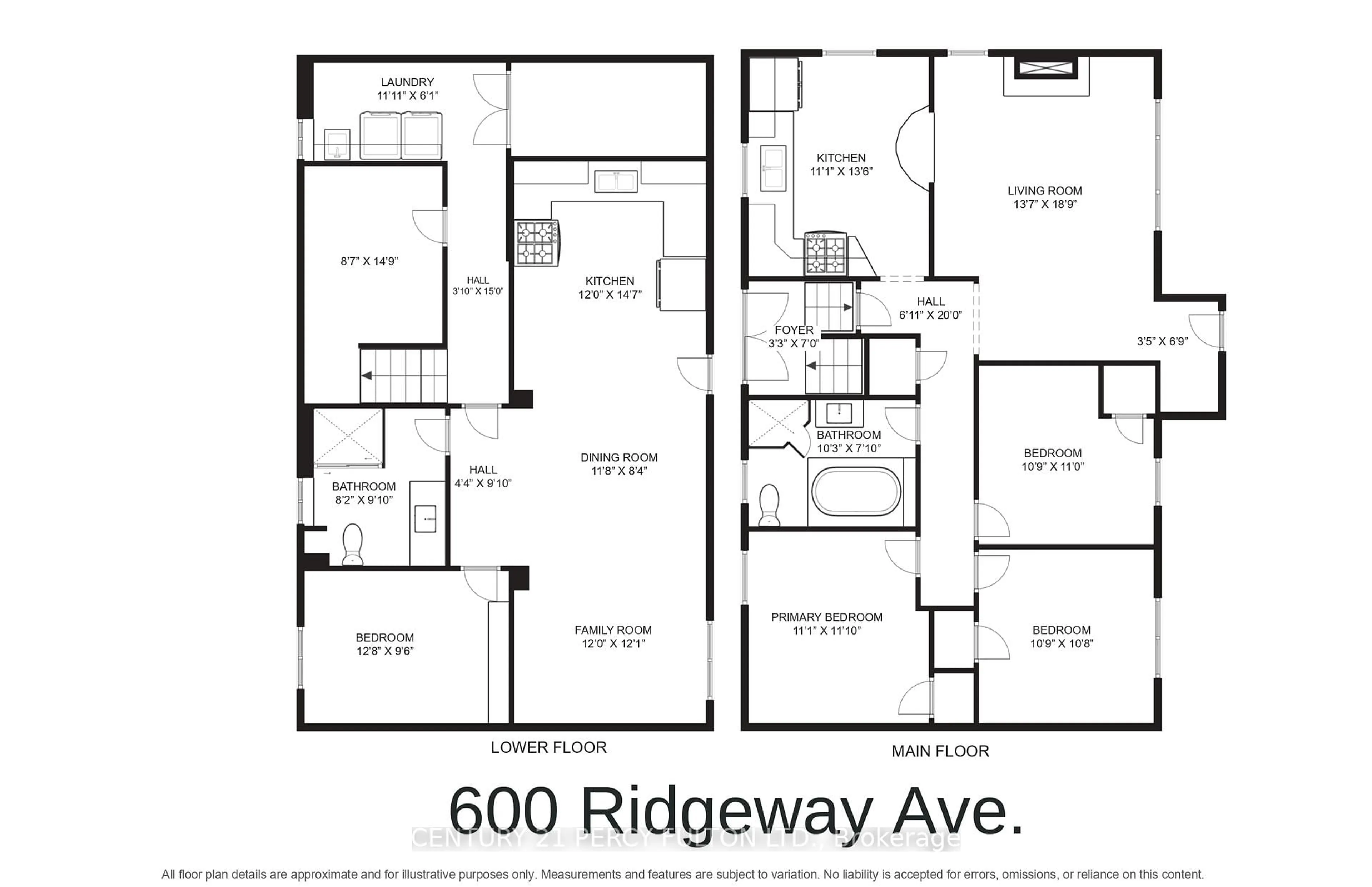 Floor plan for 600 Ridgeway Ave, Oshawa Ontario L1J 2W2