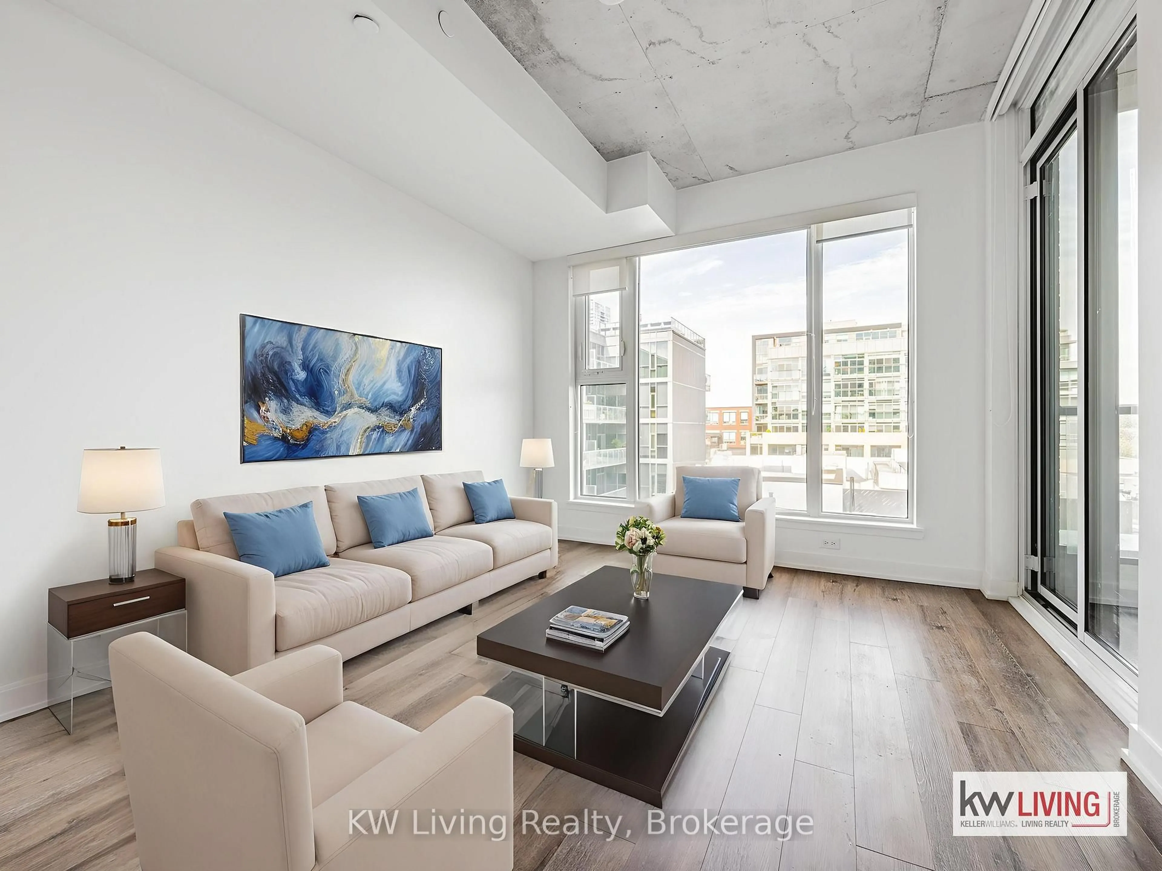 Living room with furniture, unknown for 30 Baseball Pl #621, Toronto Ontario M4M 0E8