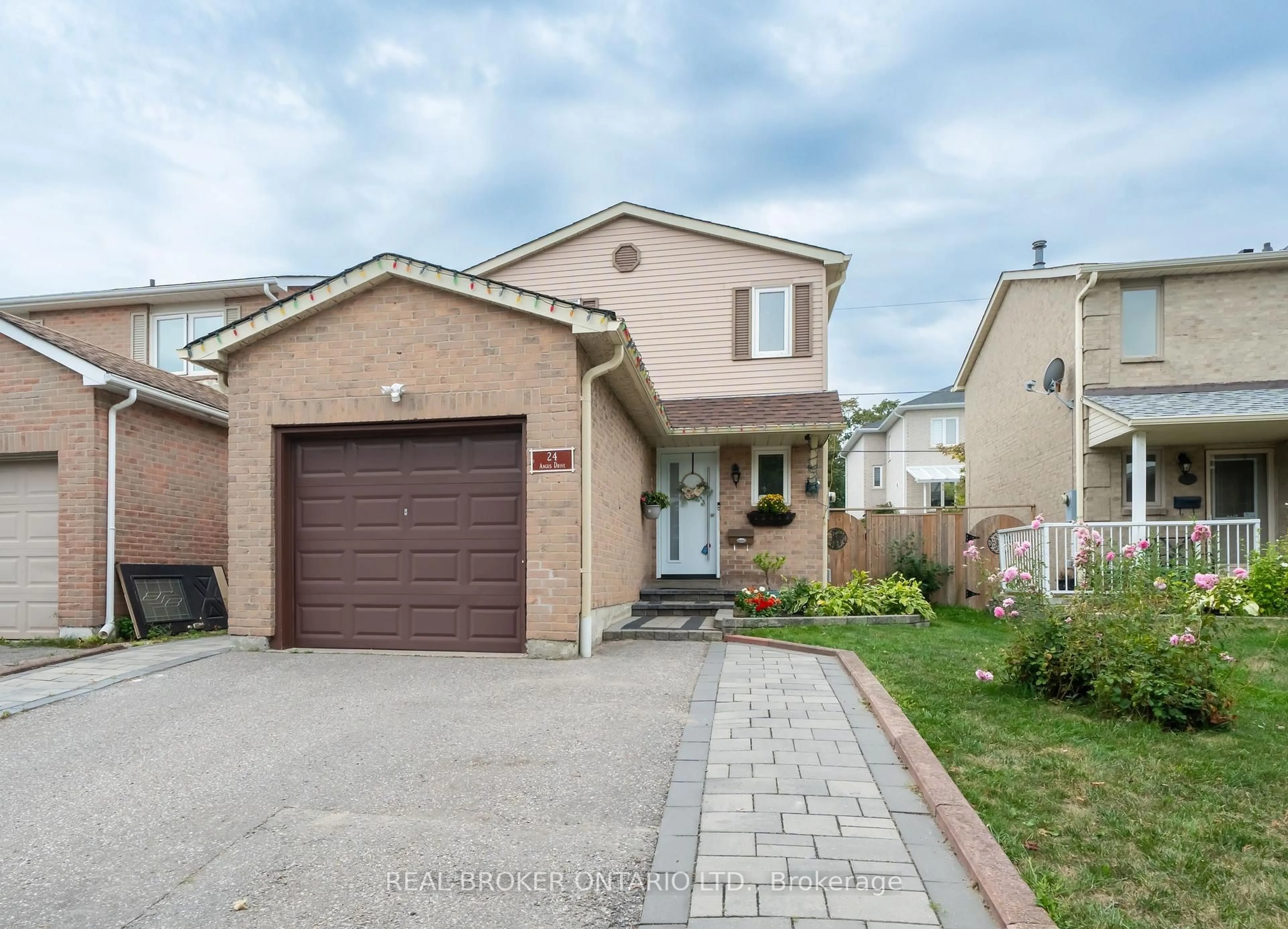 Home with brick exterior material, street for 24 Angus Dr, Ajax Ontario L1S 5B6