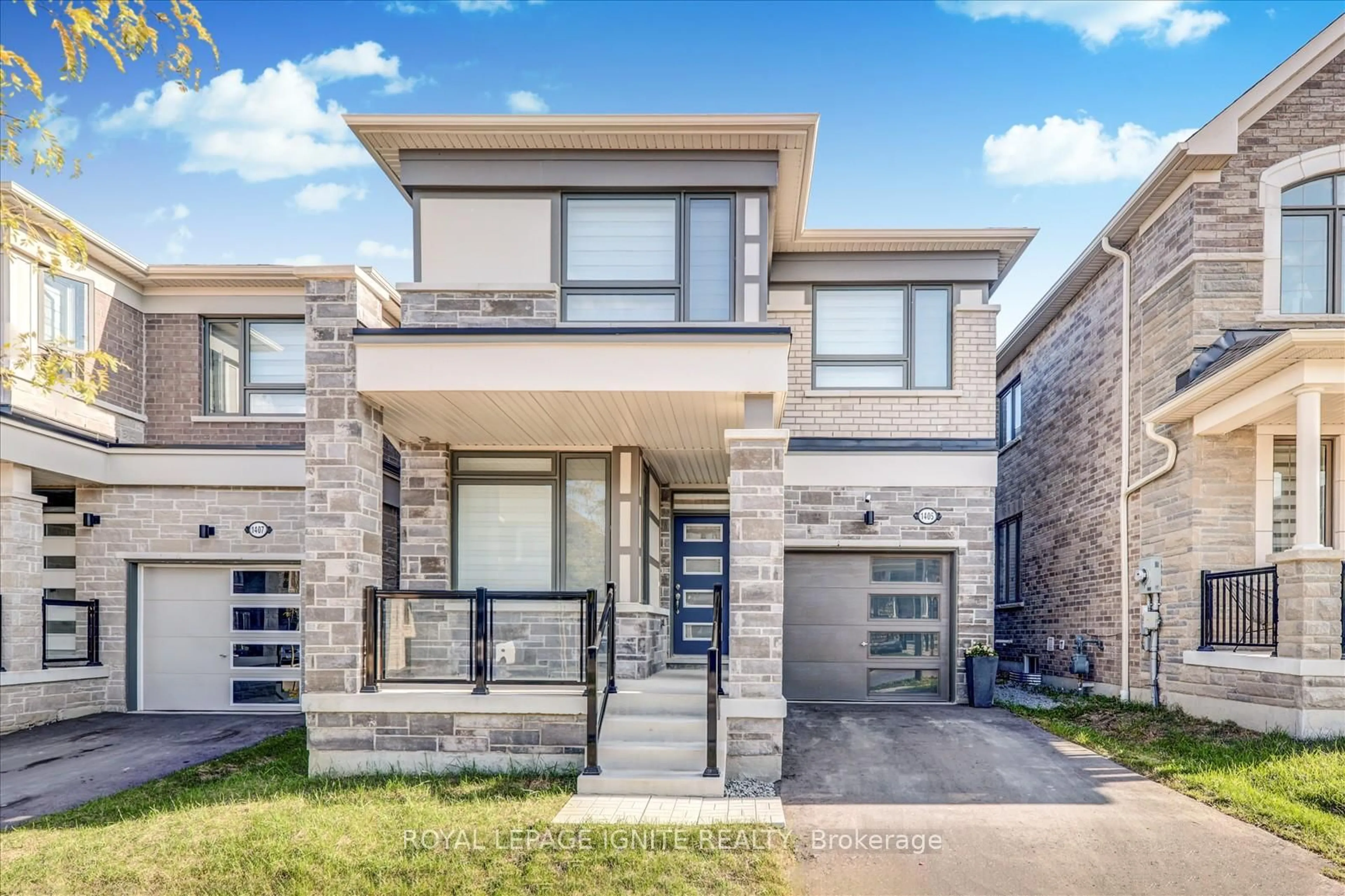 Home with brick exterior material, street for 1405 Longspur Tr, Pickering Ontario L1X 0N2