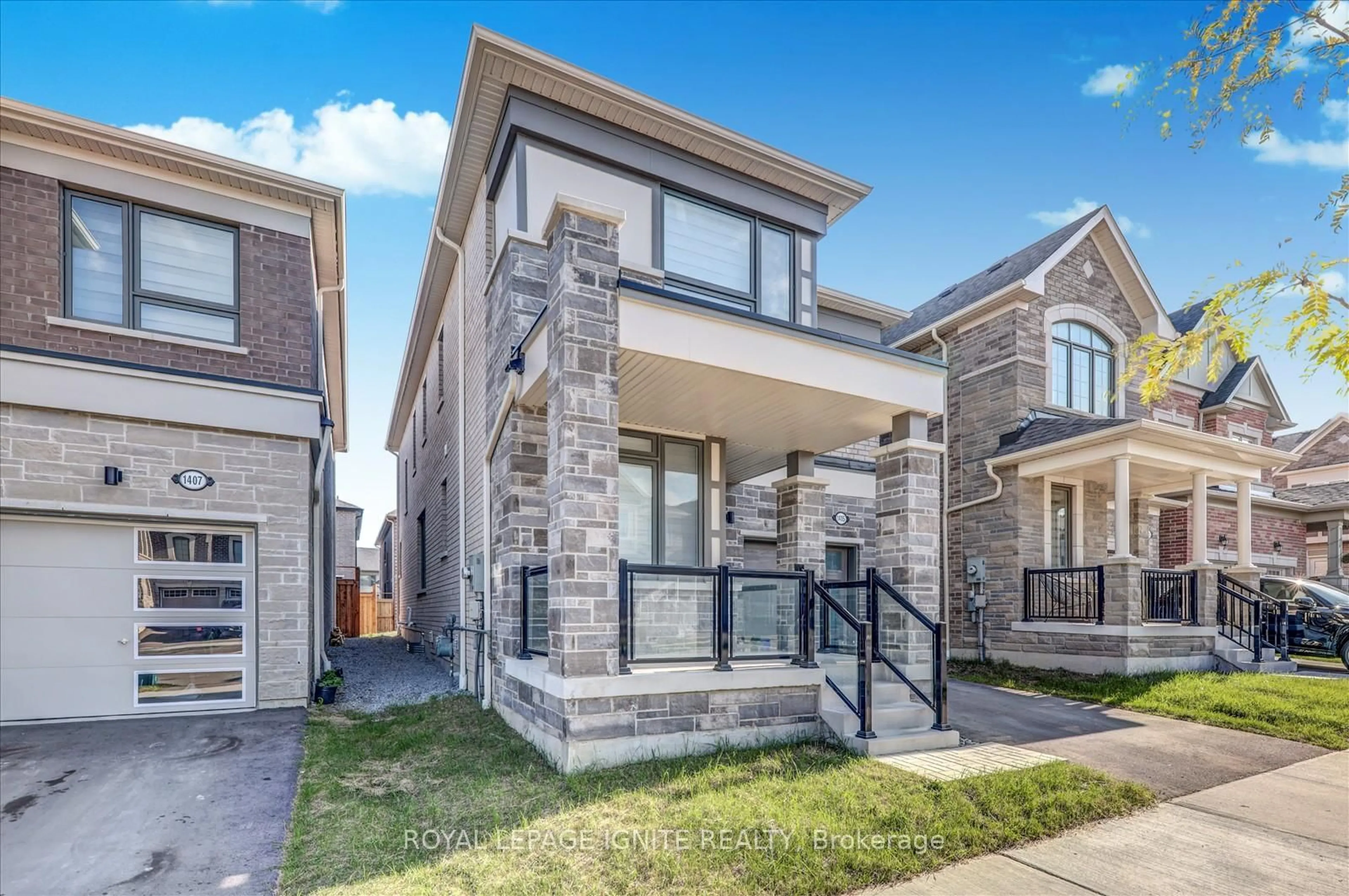 Home with brick exterior material, street for 1405 Longspur Tr, Pickering Ontario L1X 0N2