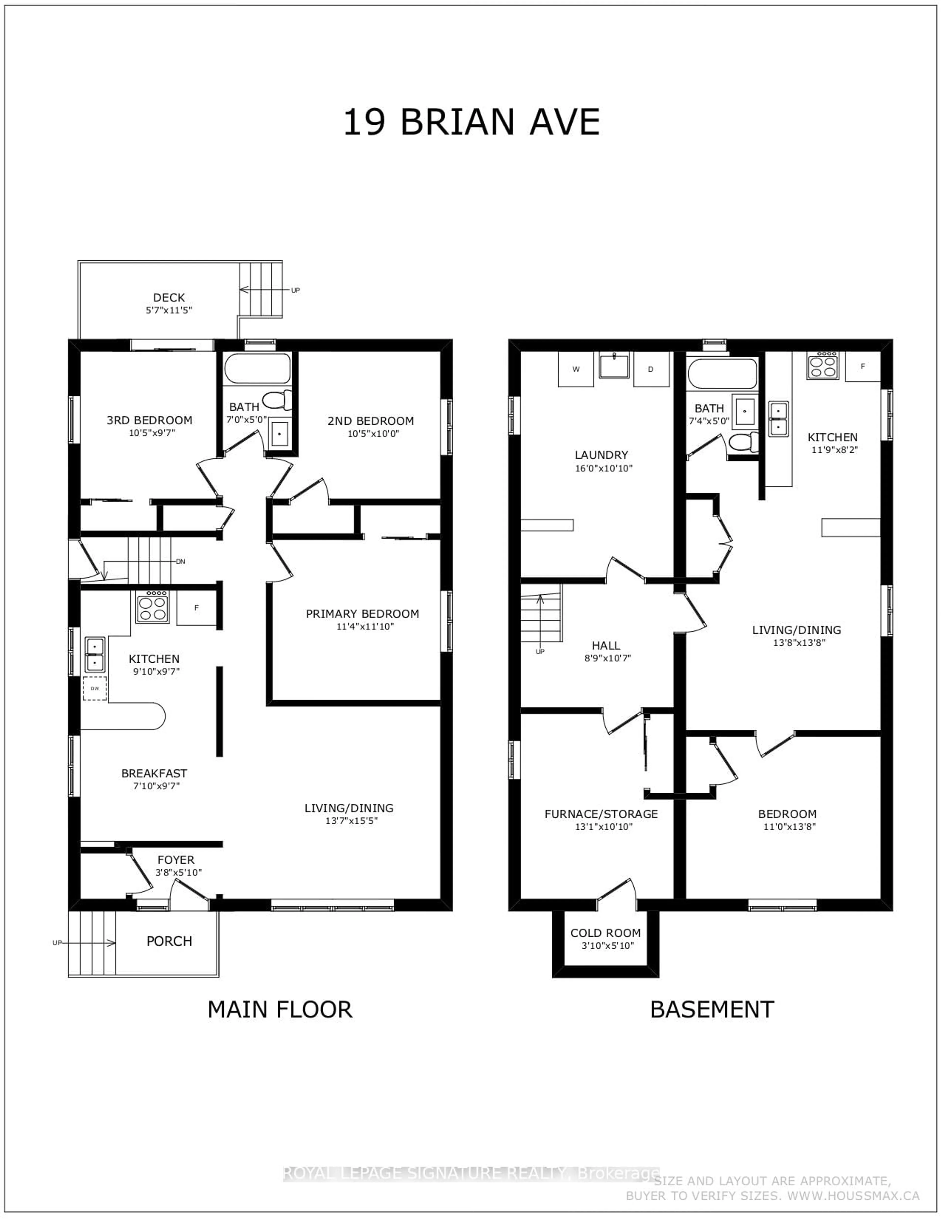 Floor plan for 19 Brian Ave, Toronto Ontario M1R 3J1