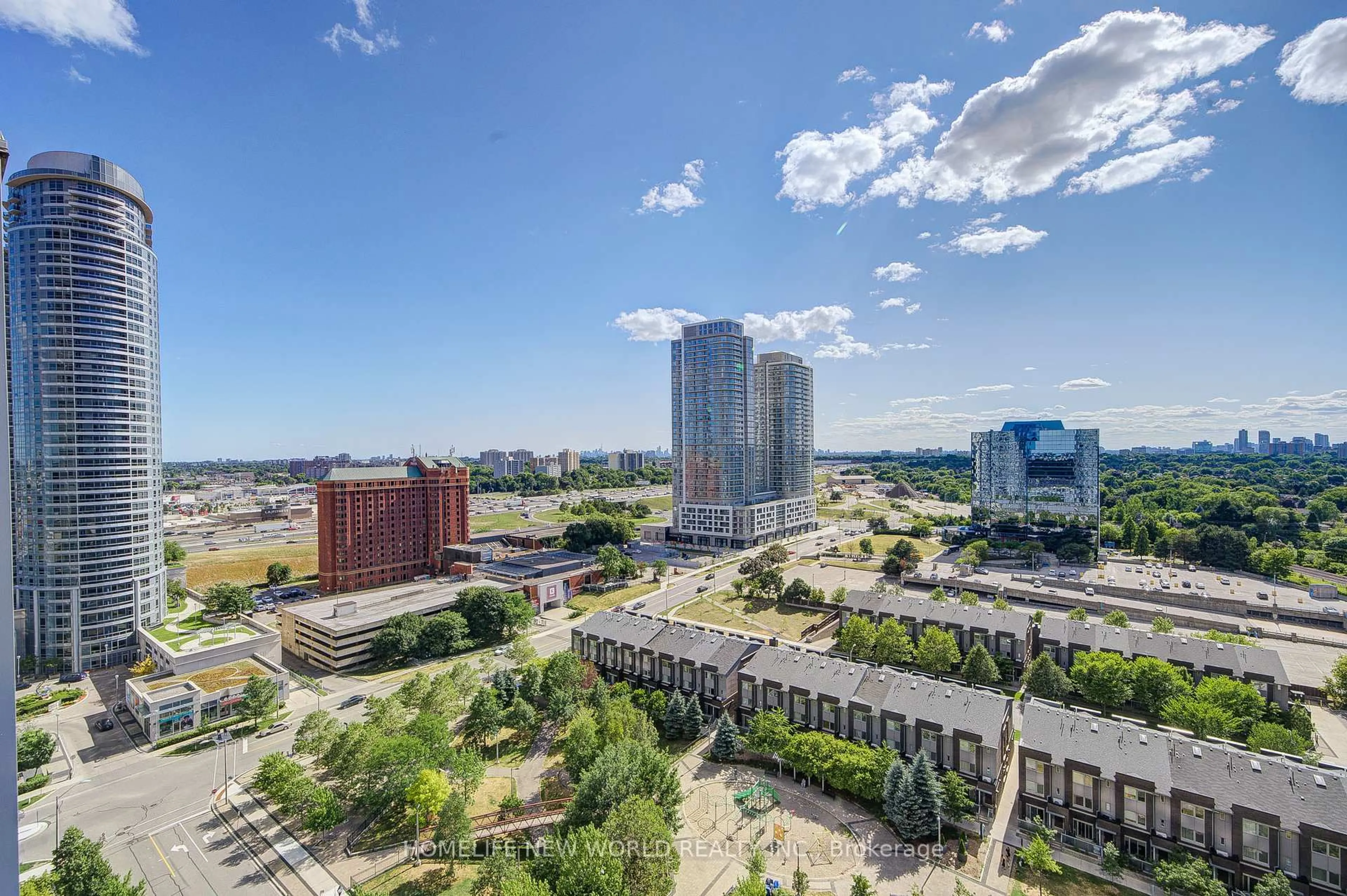 A pic from outside/outdoor area/front of a property/back of a property/a pic from drone, city buildings view from balcony for 181 Village Green Sq #1815, Toronto Ontario M1S 0K3