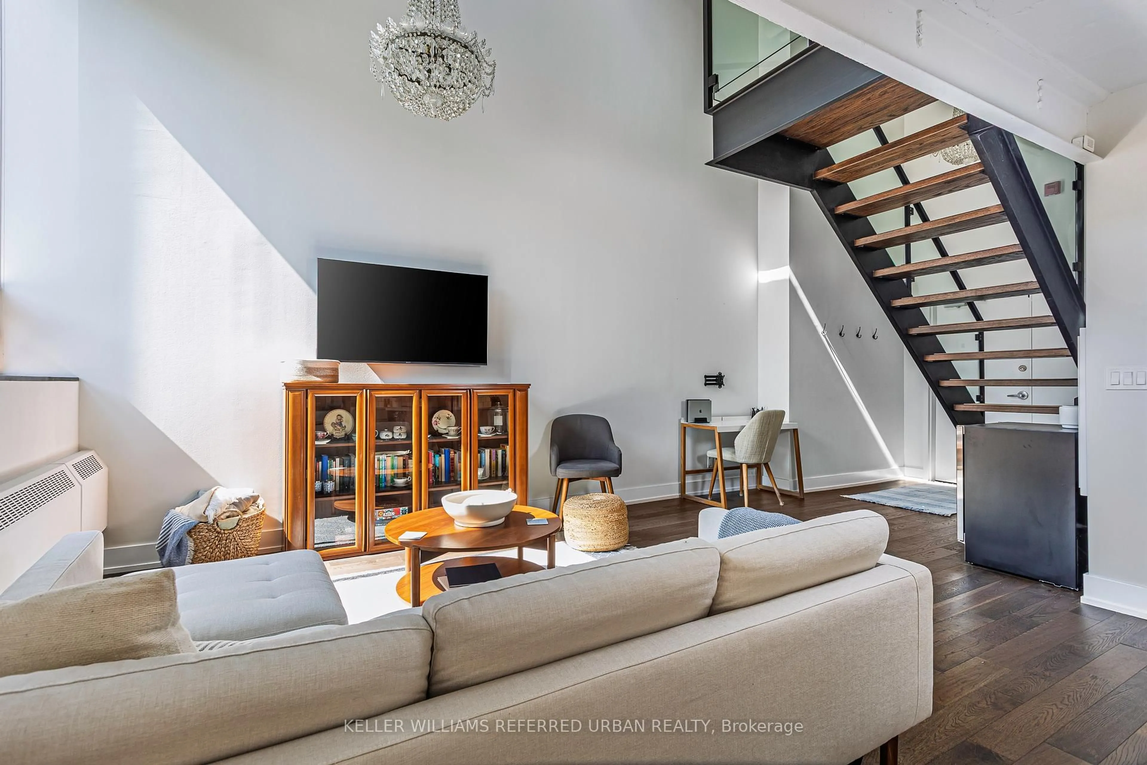 Living room with furniture, unknown for 326 Carlaw Ave #106, Toronto Ontario M4M 3N8