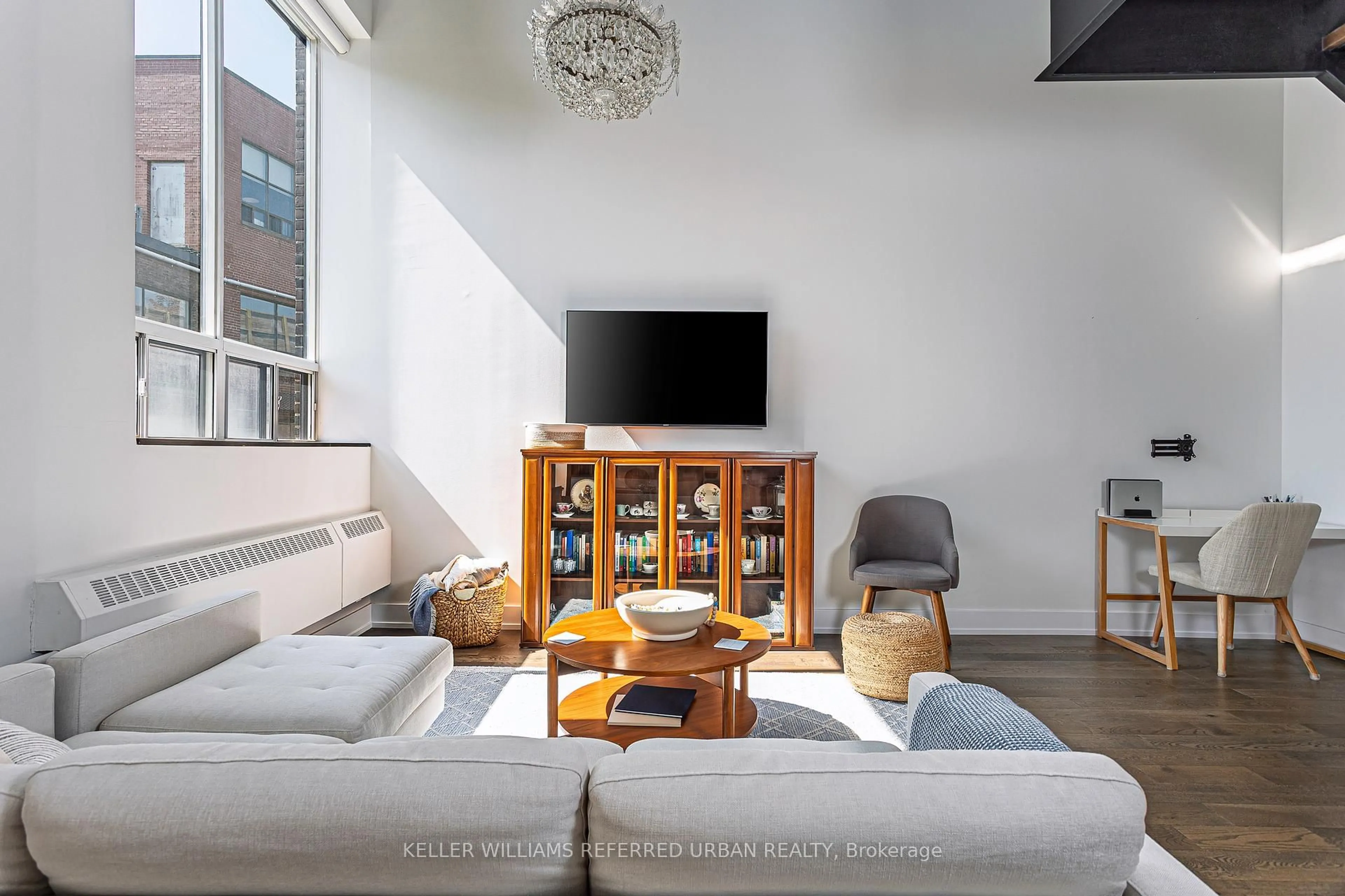 Living room with furniture, unknown for 326 Carlaw Ave #106, Toronto Ontario M4M 3N8