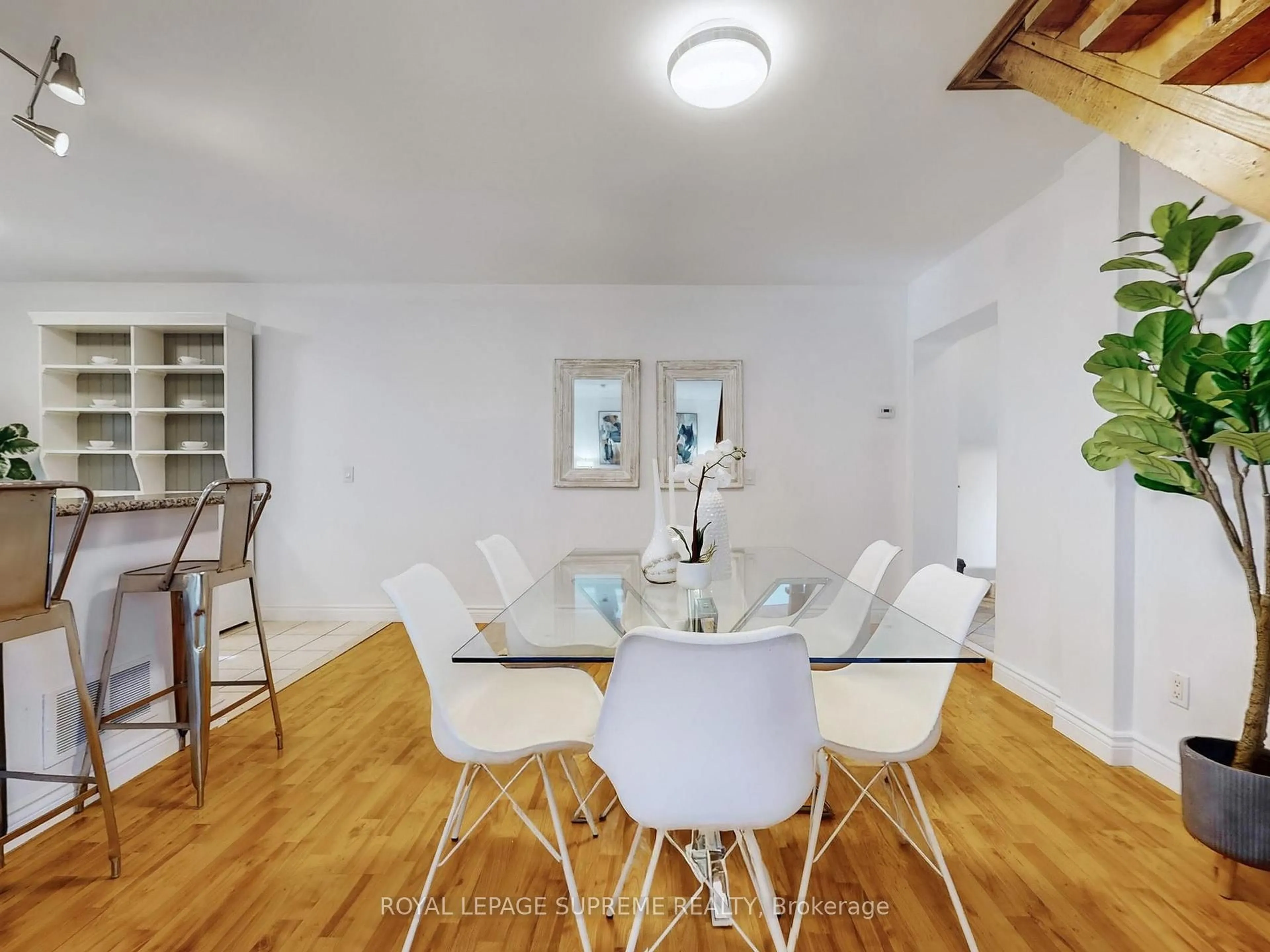 Dining room, wood/laminate floor for 370 Jones Ave, Toronto Ontario M4J 3G3