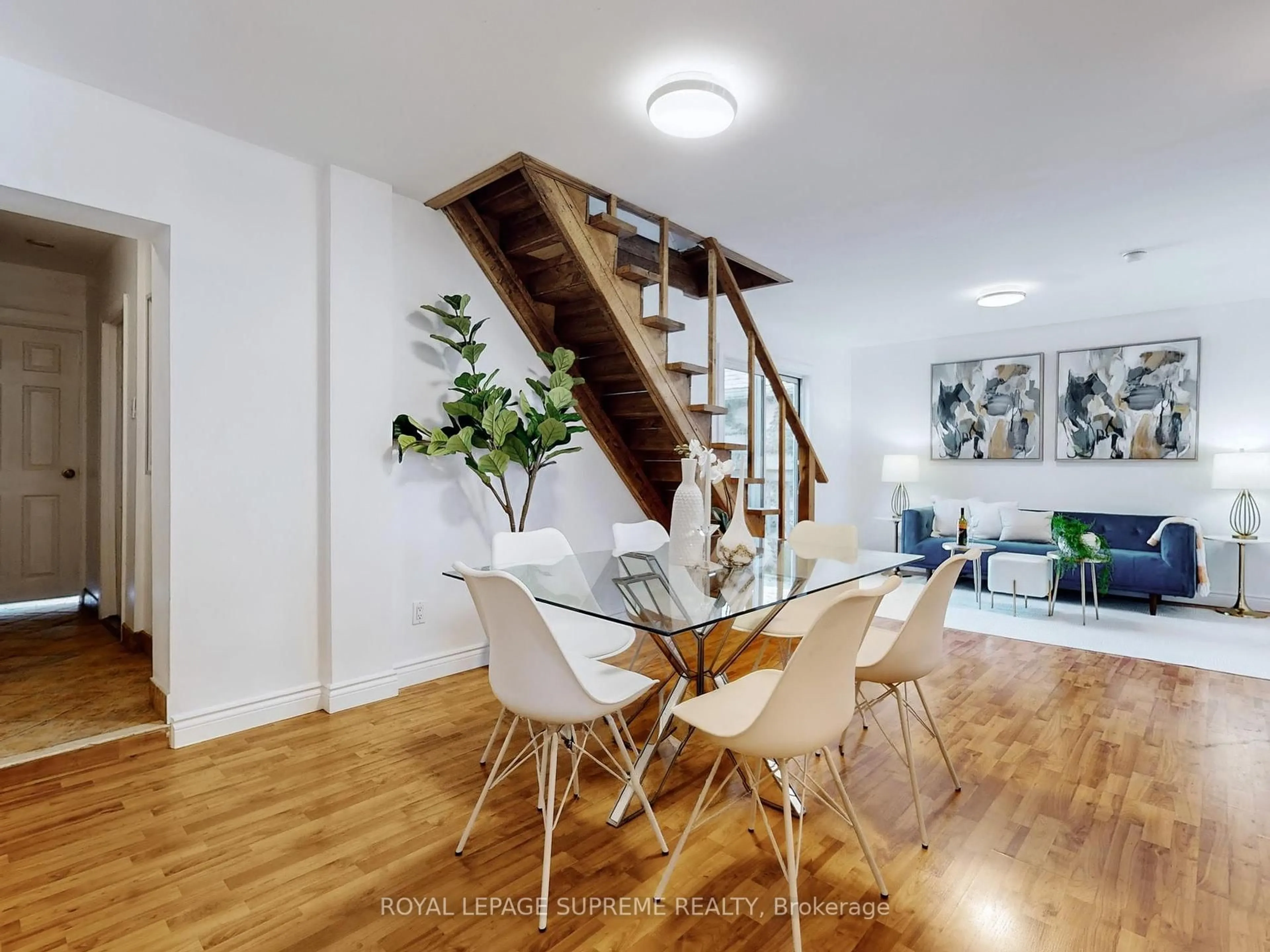 Dining room, wood/laminate floor for 370 Jones Ave, Toronto Ontario M4J 3G3