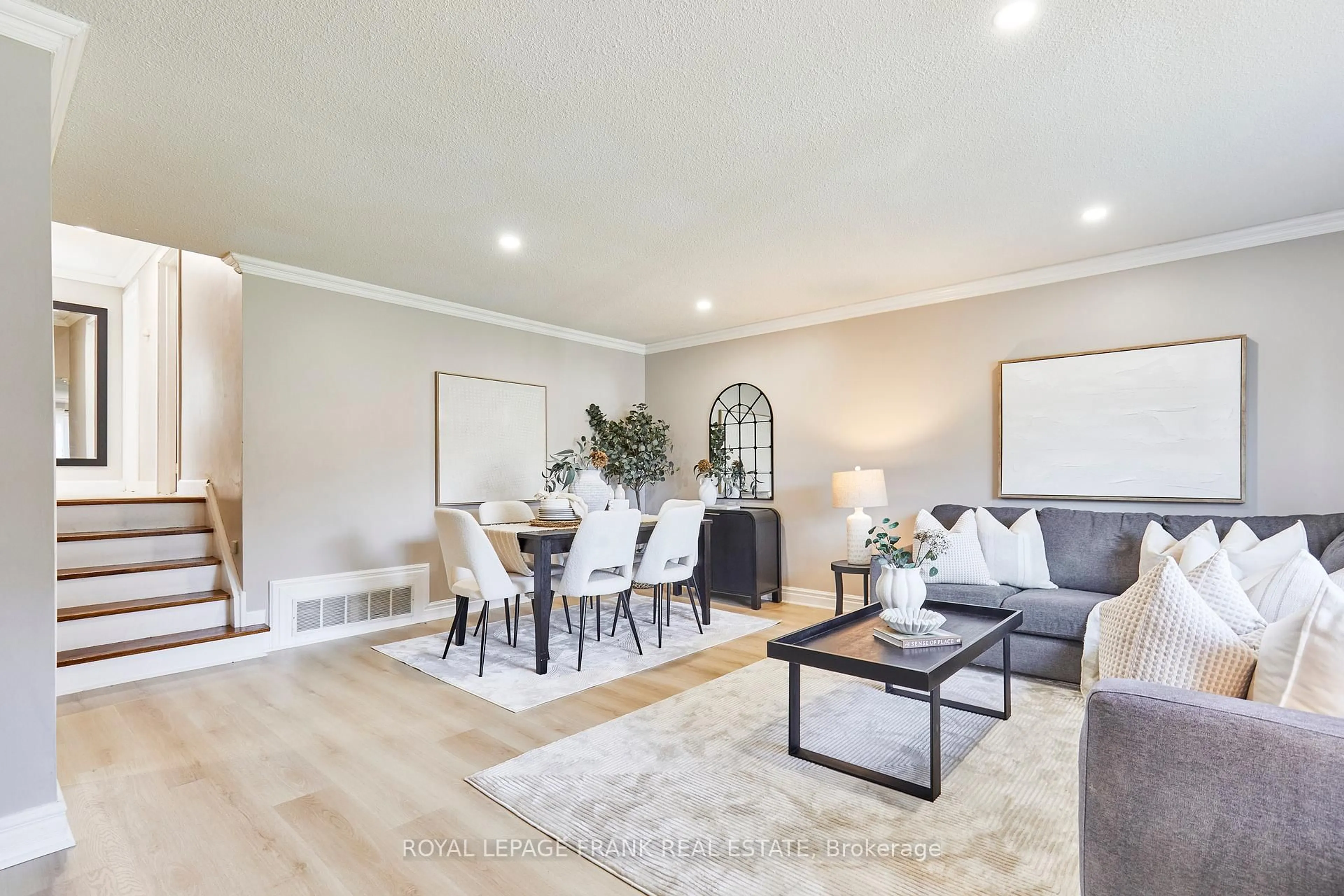 Living room with furniture, wood/laminate floor for 24 Roser Cres, Clarington Ontario L1C 3N6