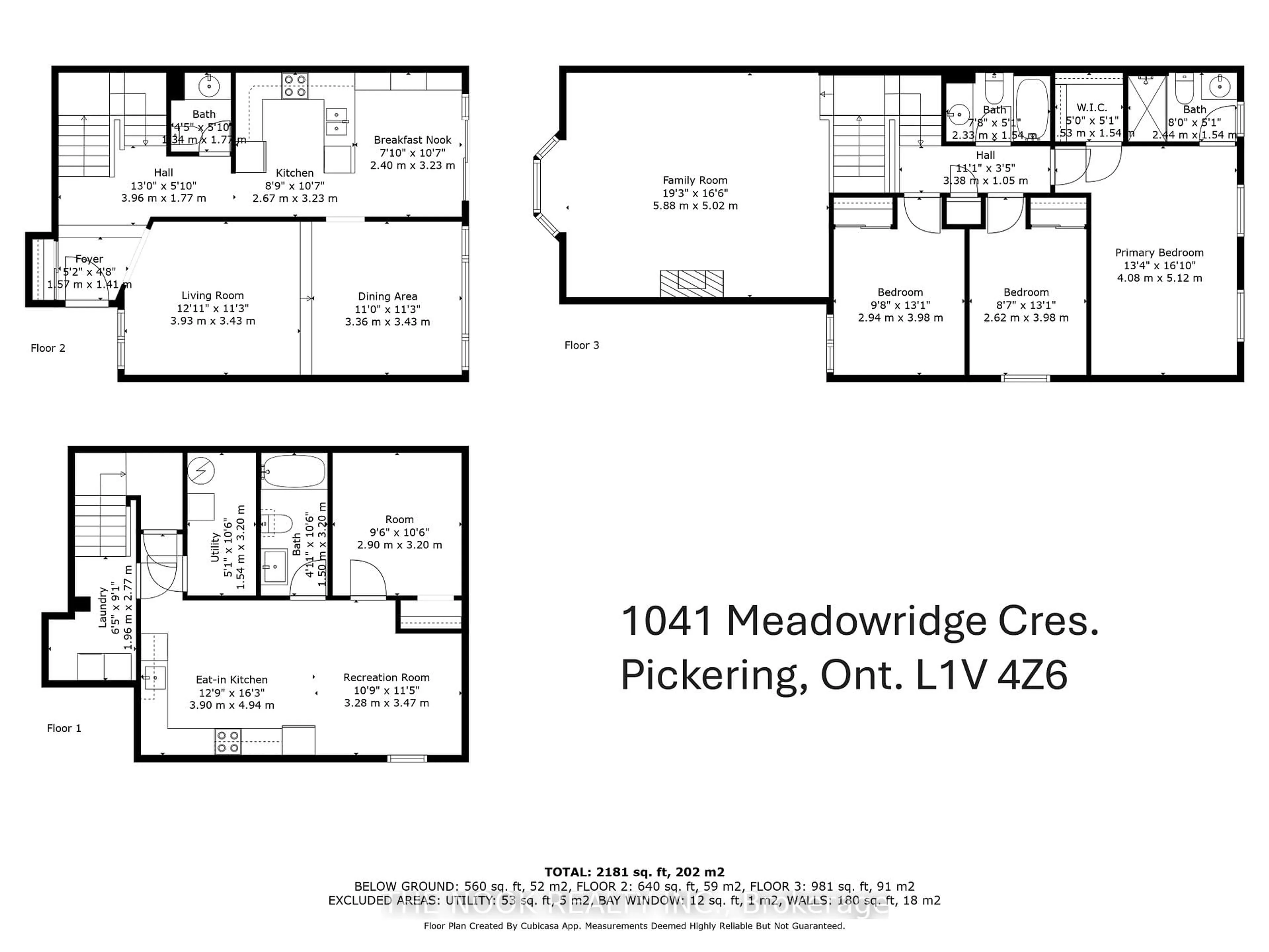 Floor plan for 1041 Meadowridge Cres, Pickering Ontario L1V 4Z6
