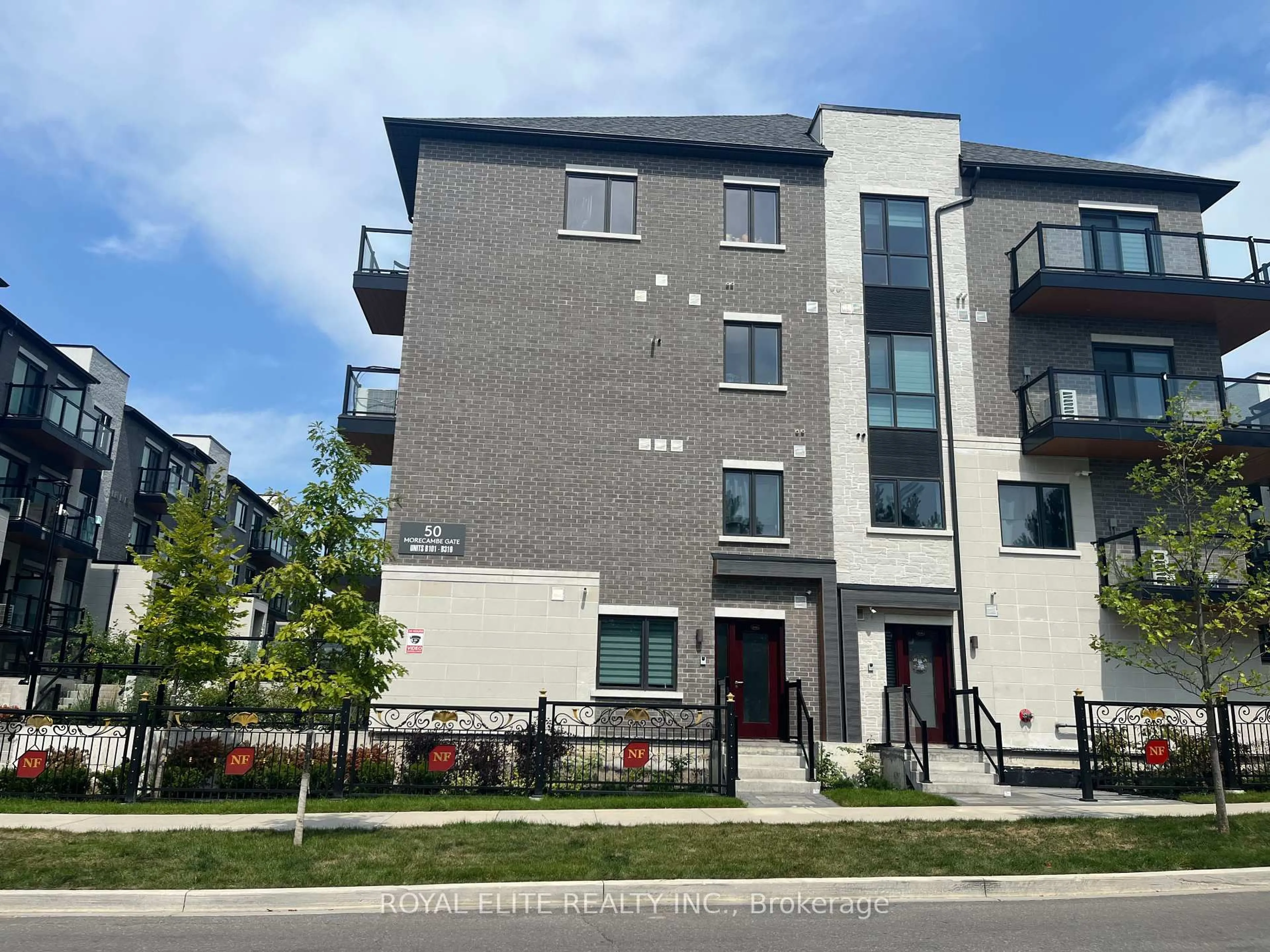 A pic from outside/outdoor area/front of a property/back of a property/a pic from drone, unknown for 50 Morecambe Gate #B308, Toronto Ontario M1W 0A9