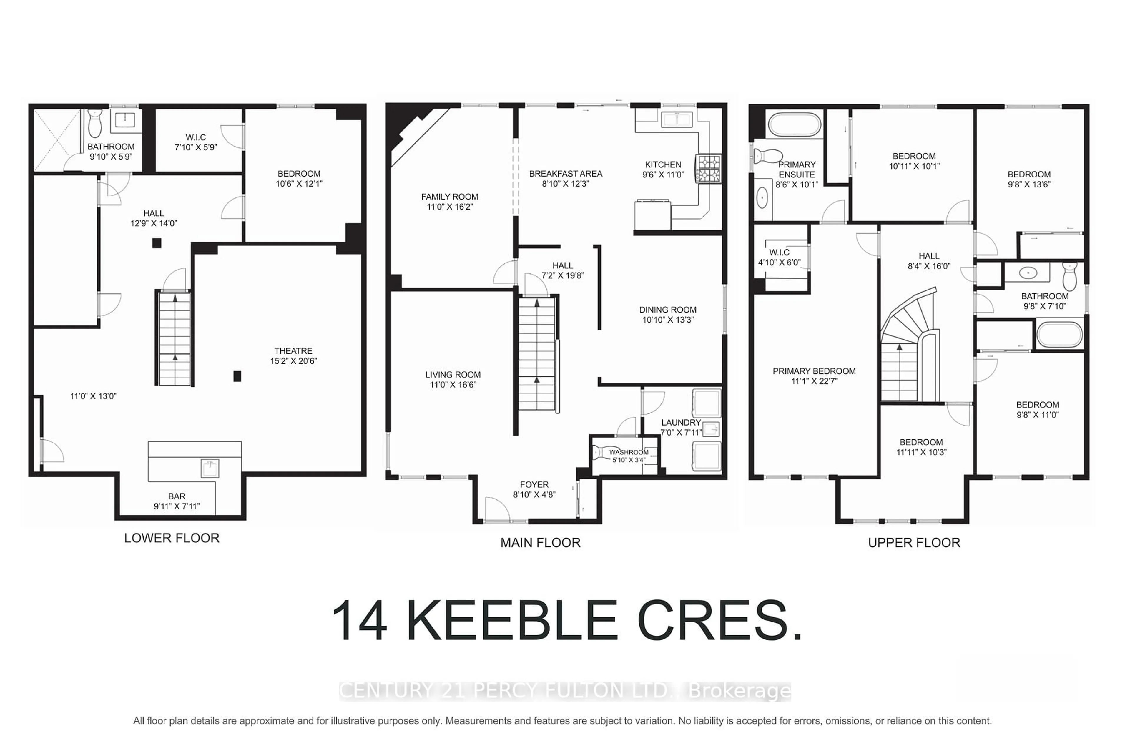 Floor plan for 14 Keeble Cres, Ajax Ontario L1T 3R8