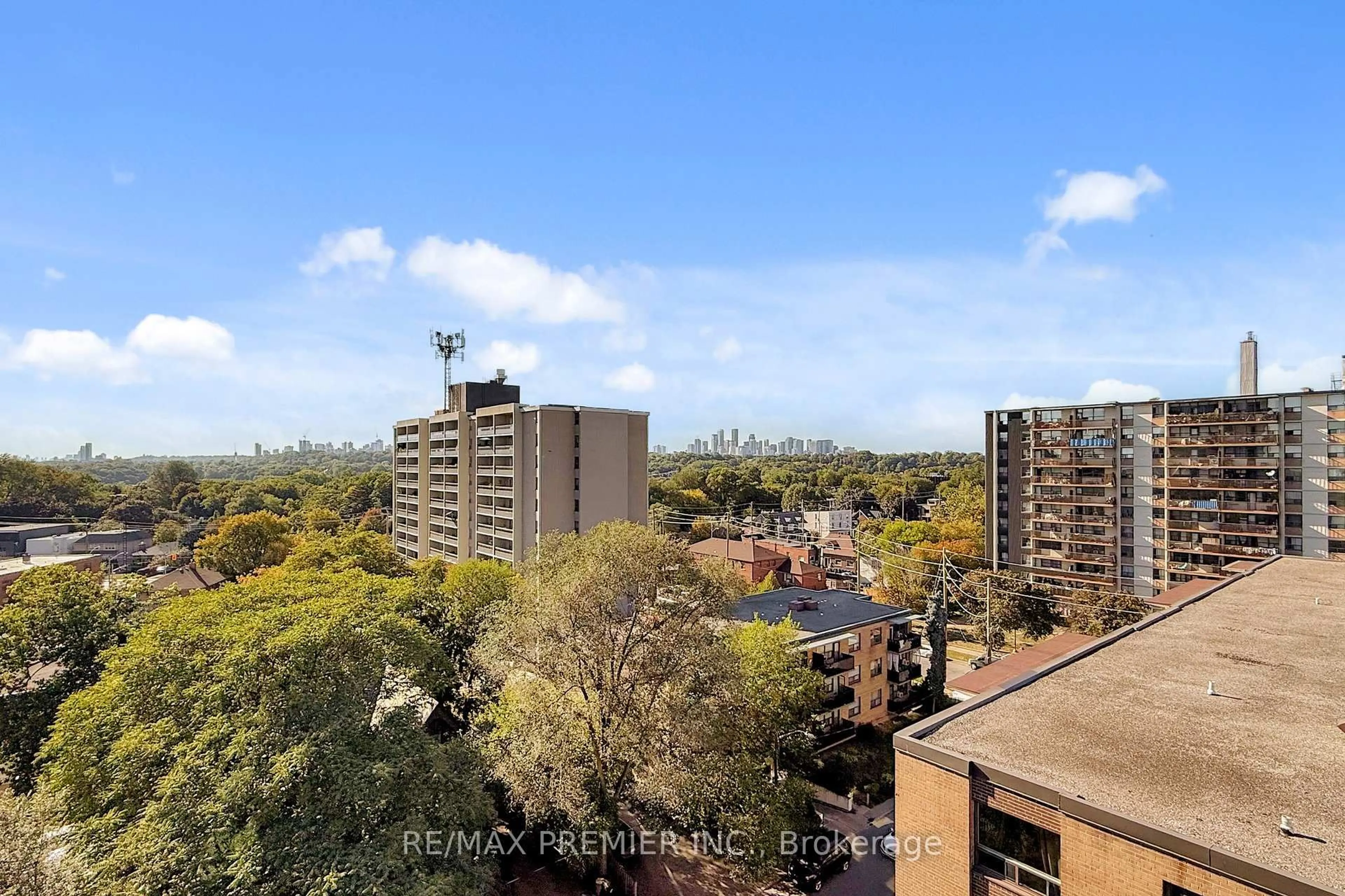A pic from outside/outdoor area/front of a property/back of a property/a pic from drone, city buildings view from balcony for 1145 Logan Ave #1001, Toronto Ontario M4K 3G9