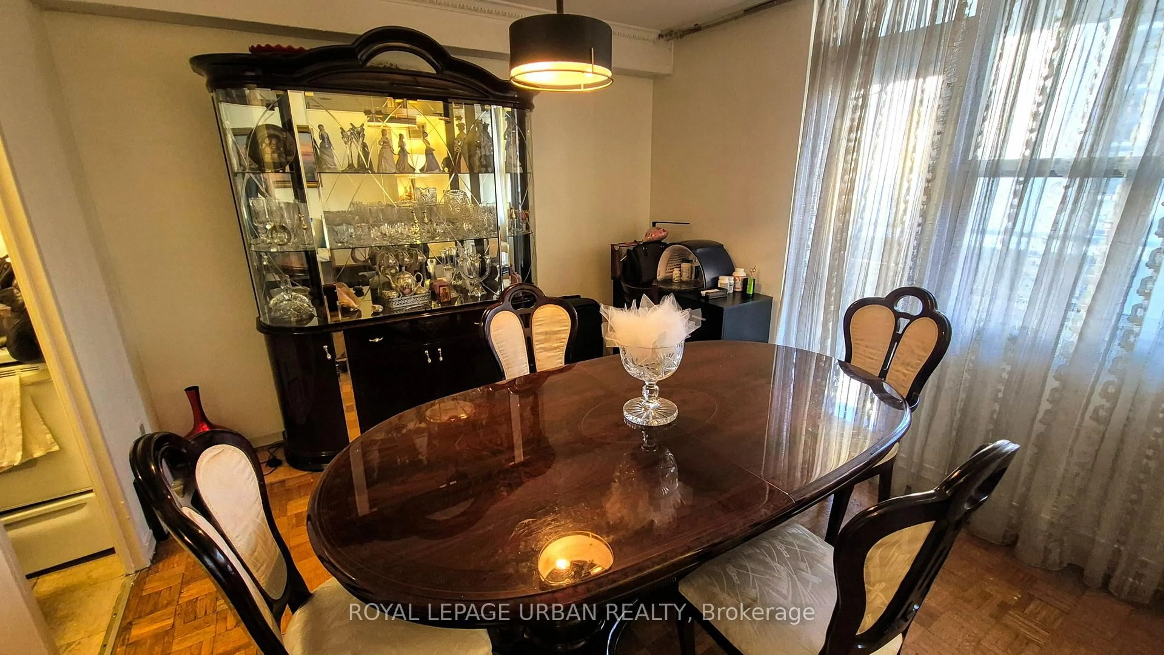 Dining room, wood/laminate floor for 1135 Logan Ave #806, Toronto Ontario M4K 3Y2