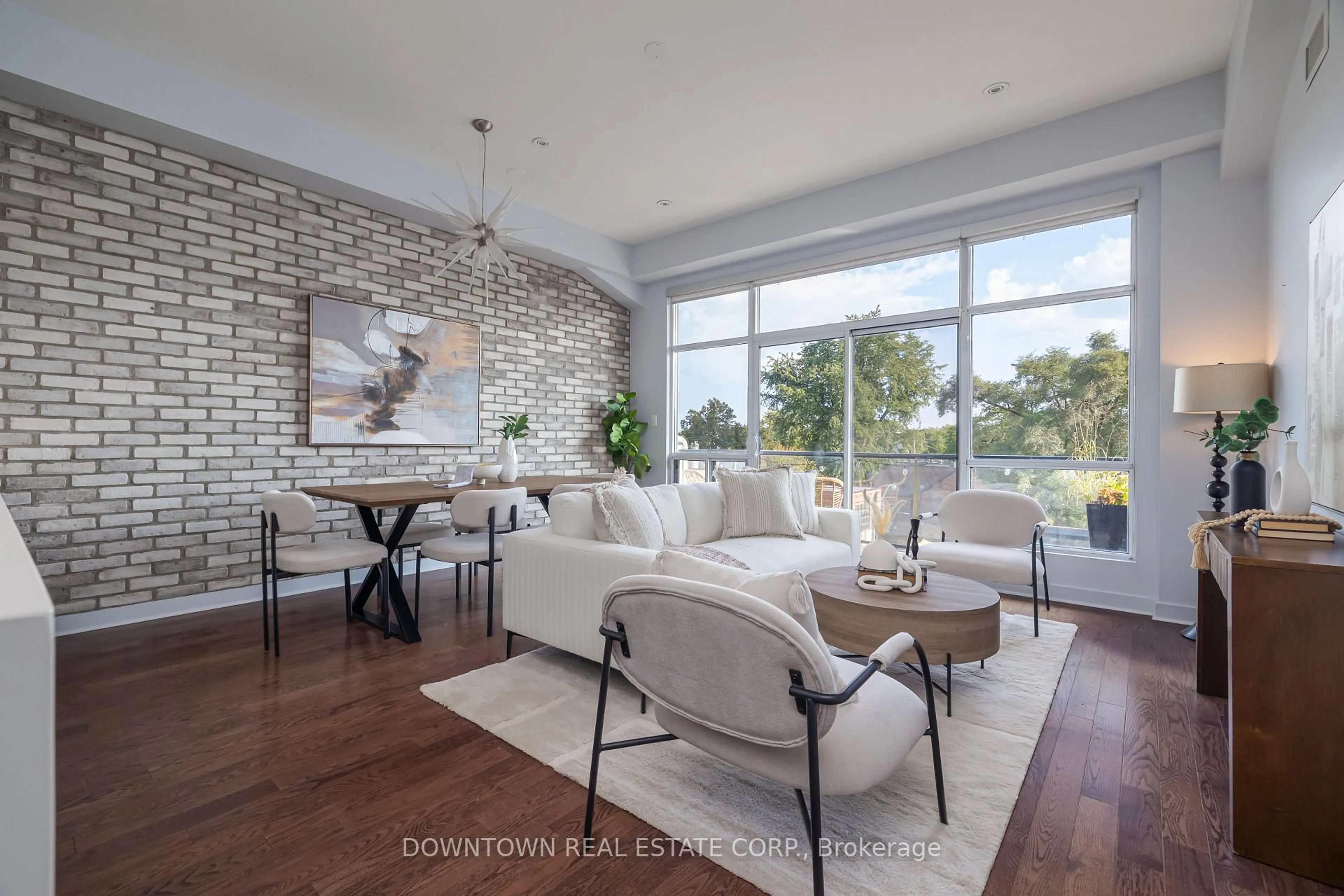 Living room with furniture, ceramic/tile floor for 53 Colgate Ave #404, Toronto Ontario M4M 1N6
